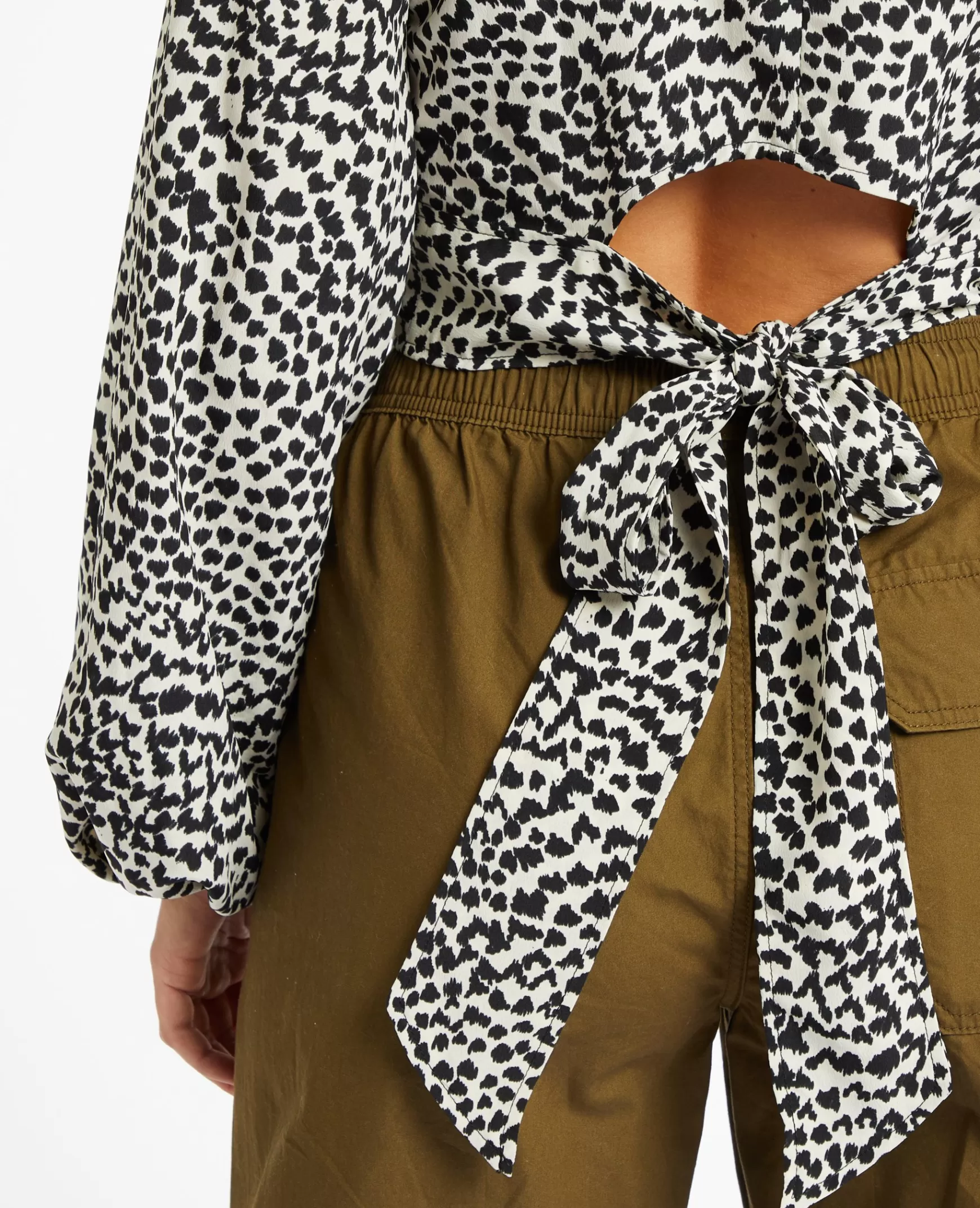 Pimkie Blouse courte avec noeud dos motif lopard - Blanc Fashion