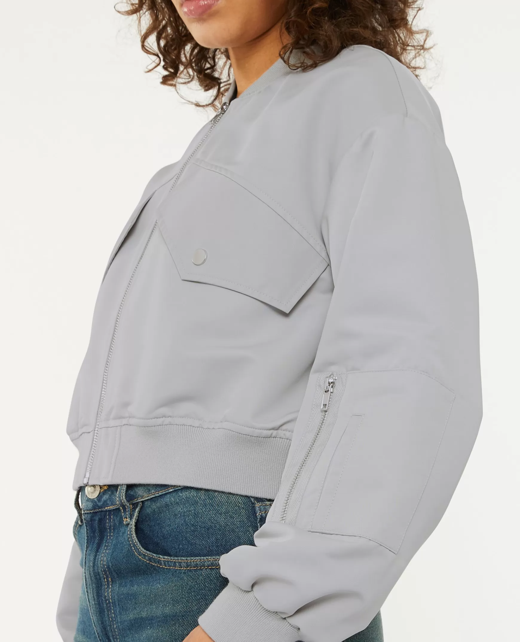 Pimkie Bomber court en tissu satin - Gris clair Grisclair Flash Sale