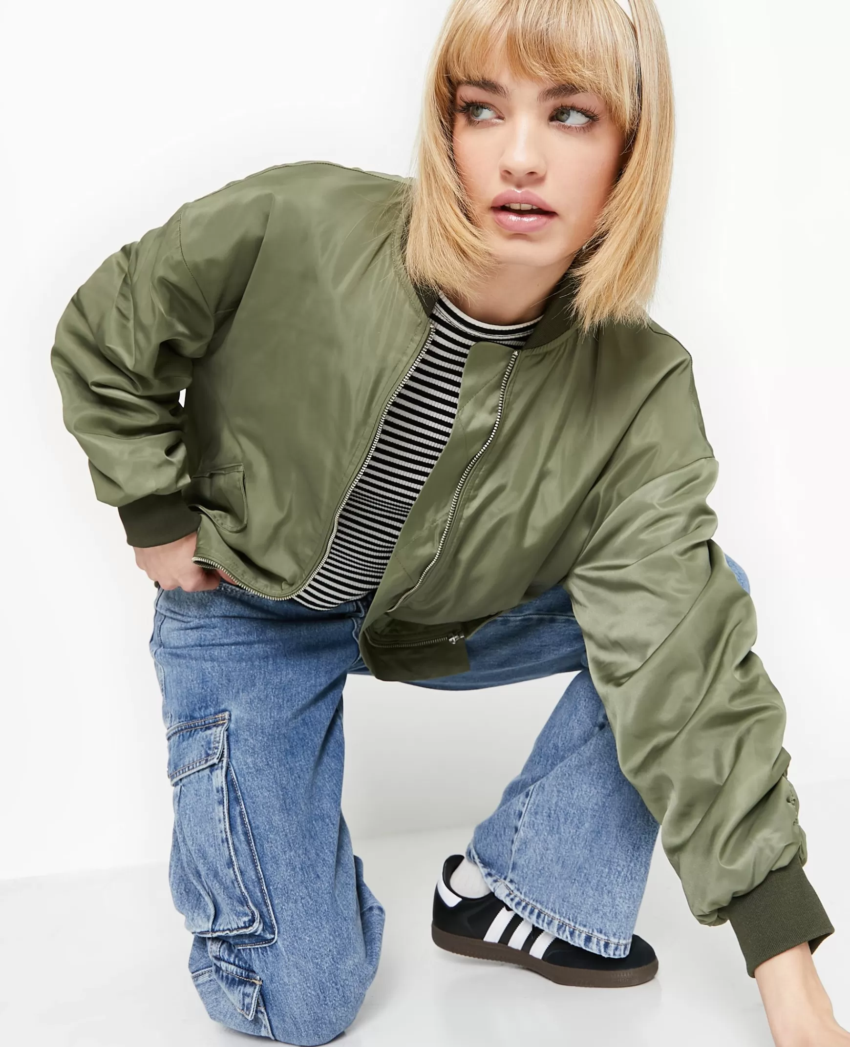 Pimkie Bombers oversize avec fronces dos et manches - Vert kaki Vertkaki Best Sale