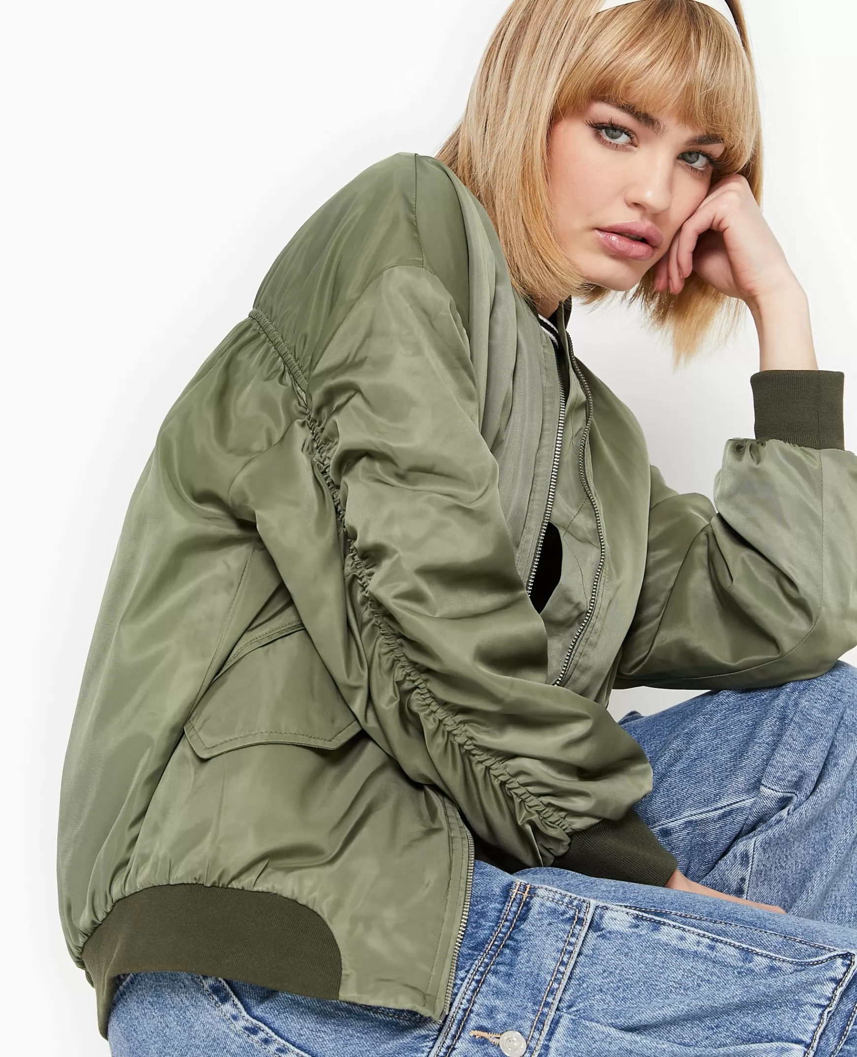 Pimkie Bombers oversize avec fronces dos et manches - Vert kaki Vertkaki Best Sale