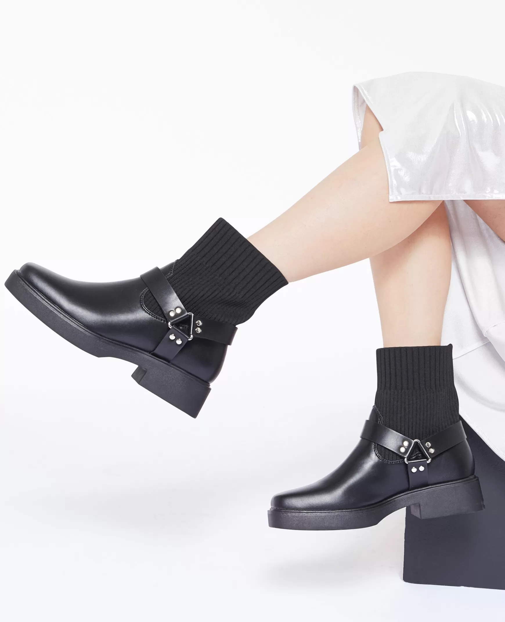 Pimkie Boots bi-matière bouts carrs - Noir Online