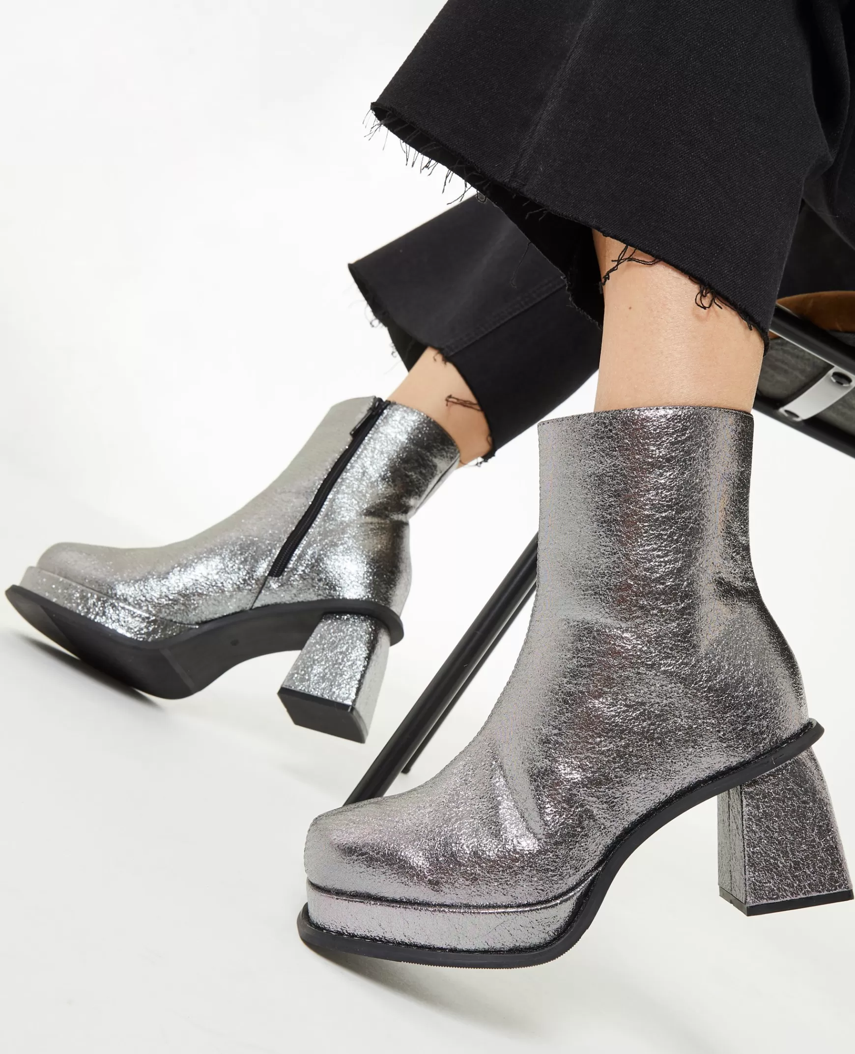 Pimkie Boots plateformes en tissu - Argent Best Sale