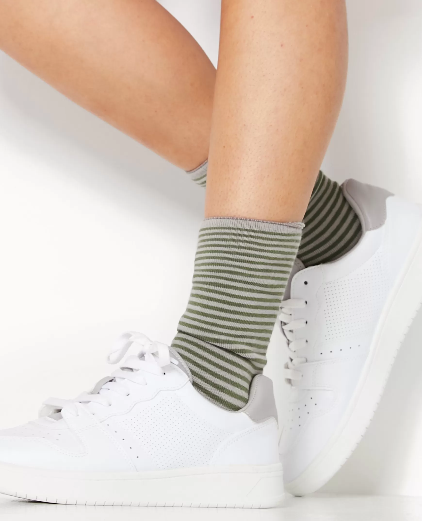 Pimkie Chaussettes rayes maille bouclette intrieure - Vert kaki Vertkaki Shop