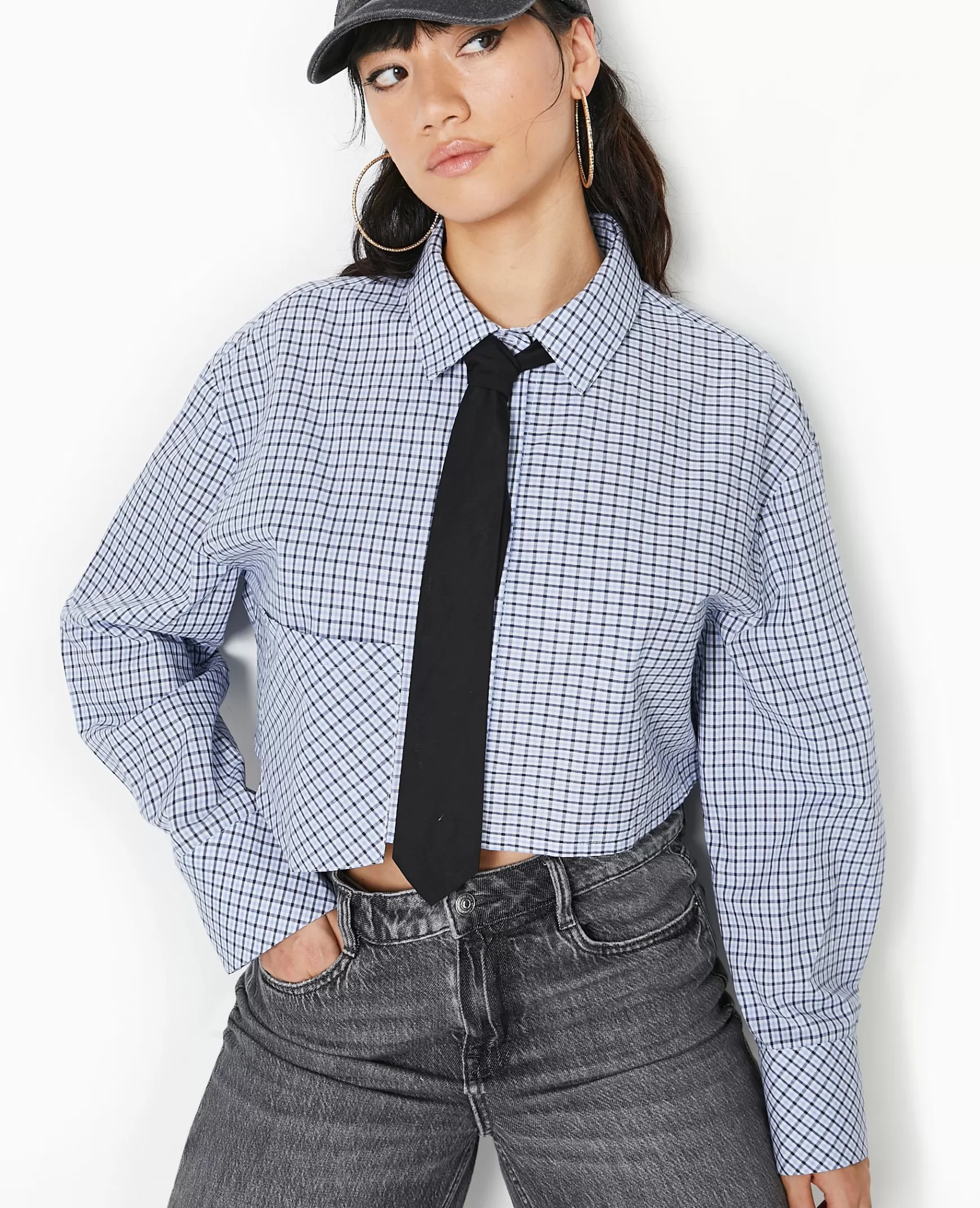 Pimkie Chemise cropped avec cravate - Bleu marine Bleumarine Sale