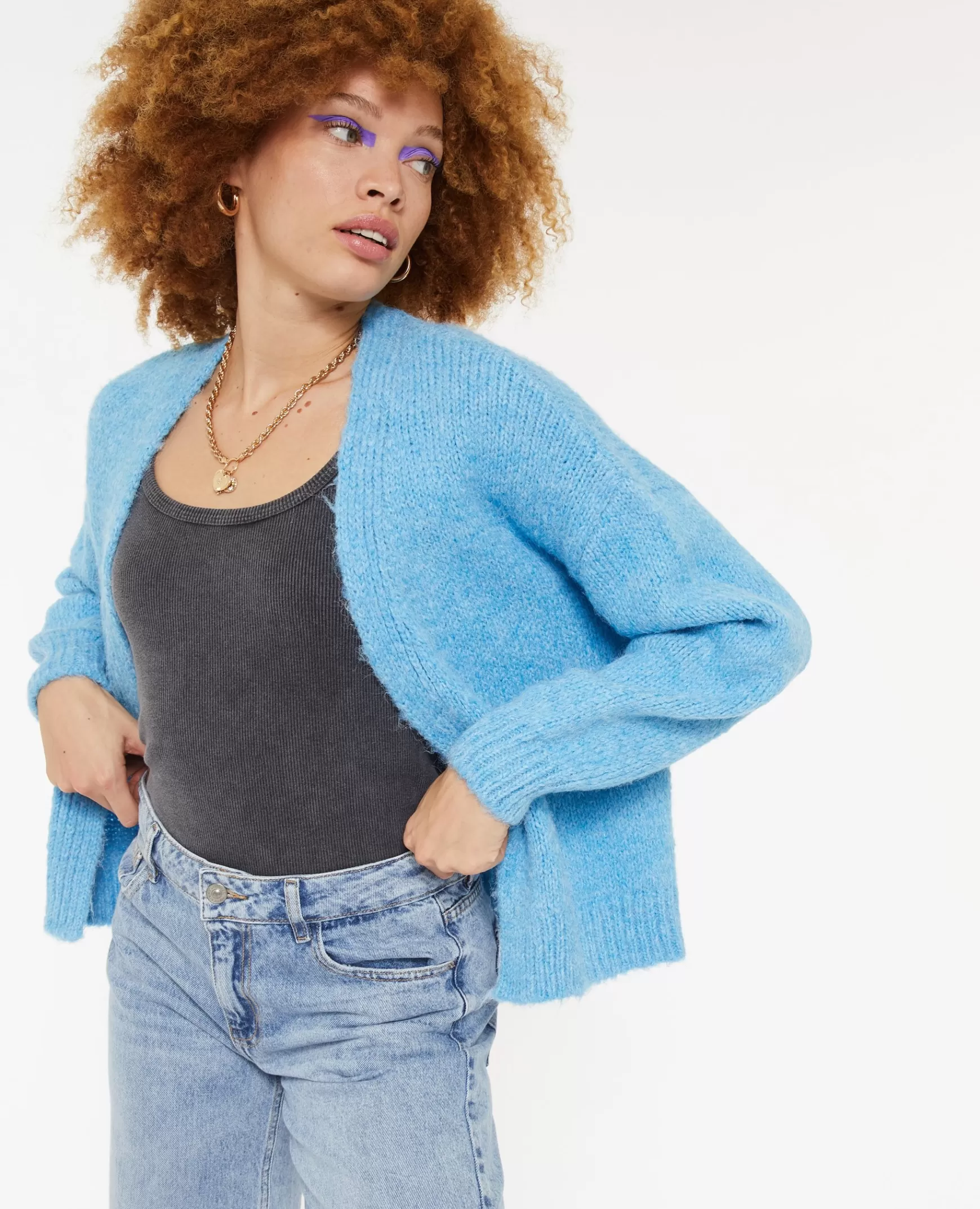 Pimkie Gilet en maille sans boutons - Bleu clair Bleuclair Hot