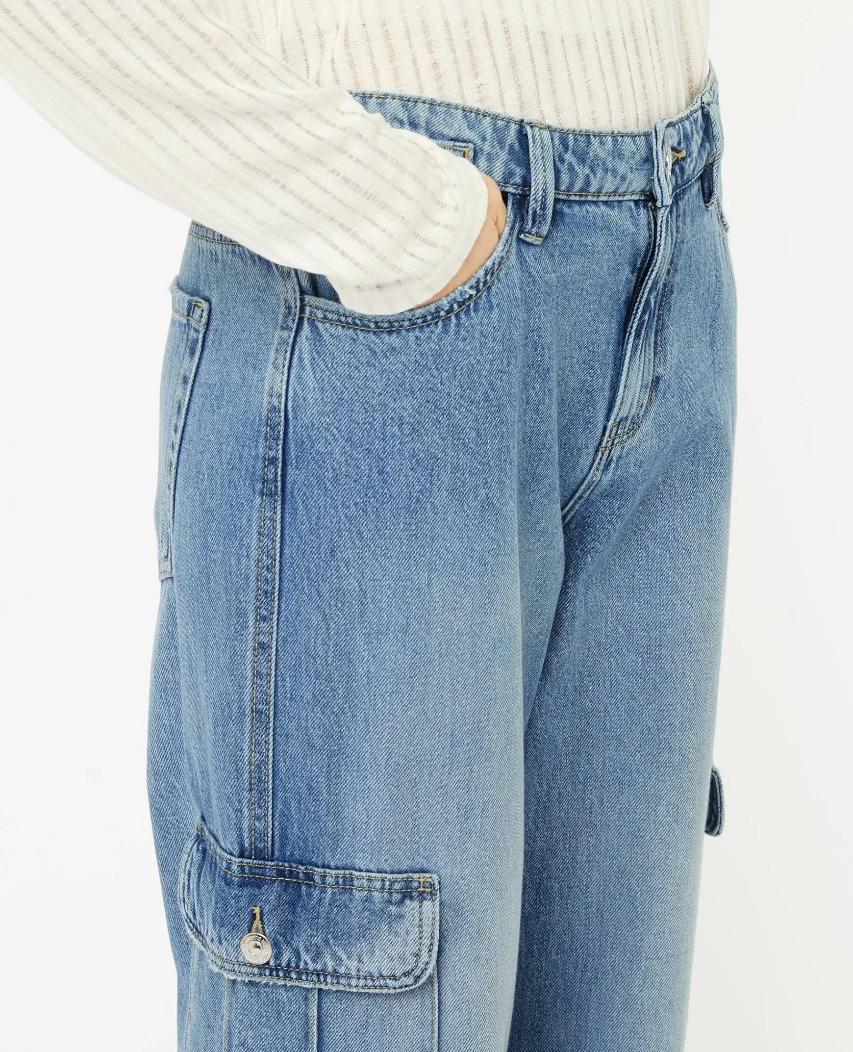 Pimkie Jean cargo taille standard - Bleu clair Bleuclair New