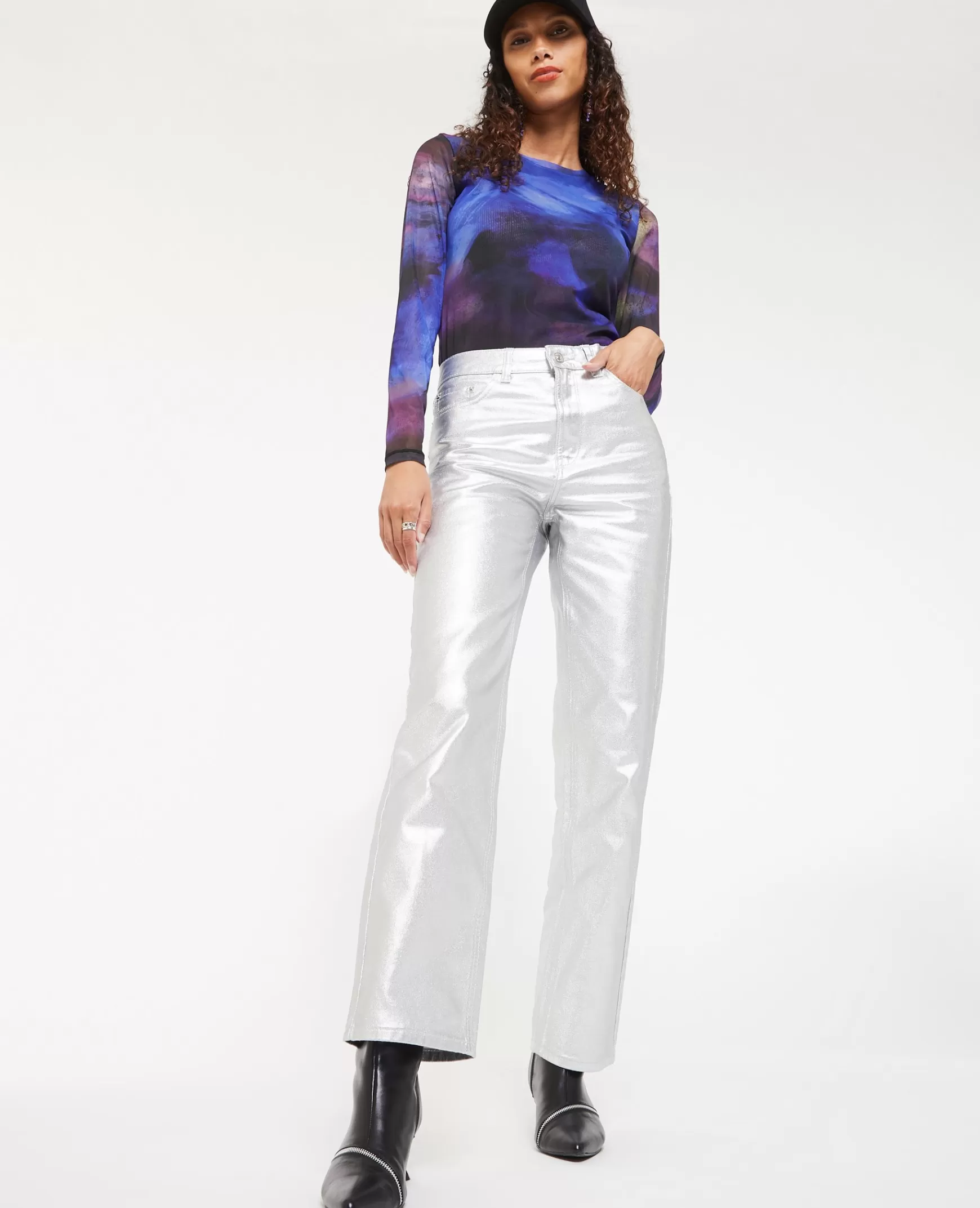 Pimkie Jean droit taille haute - Argent Clearance