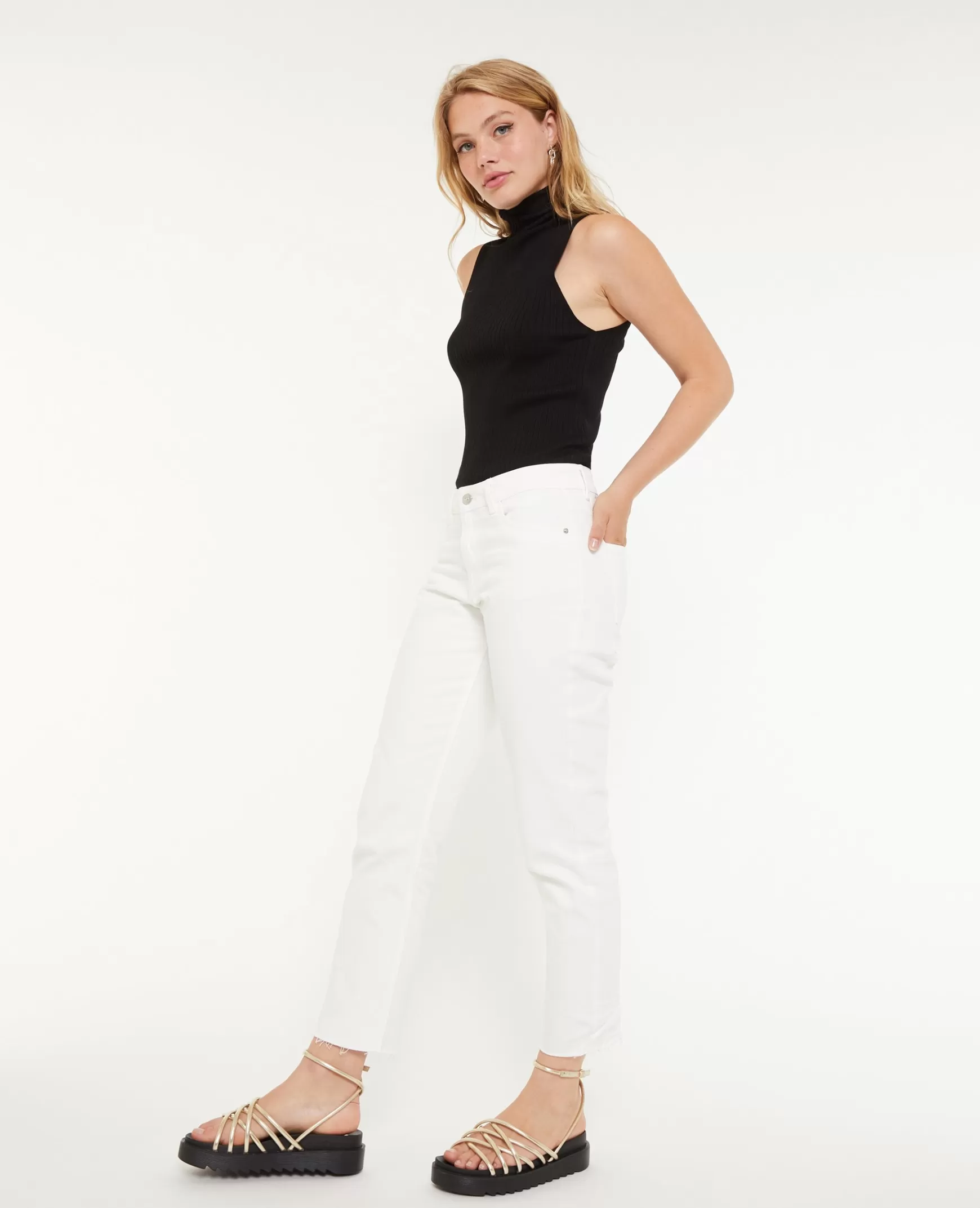 Pimkie Jean droit bas effilochs - Blanc Cheap