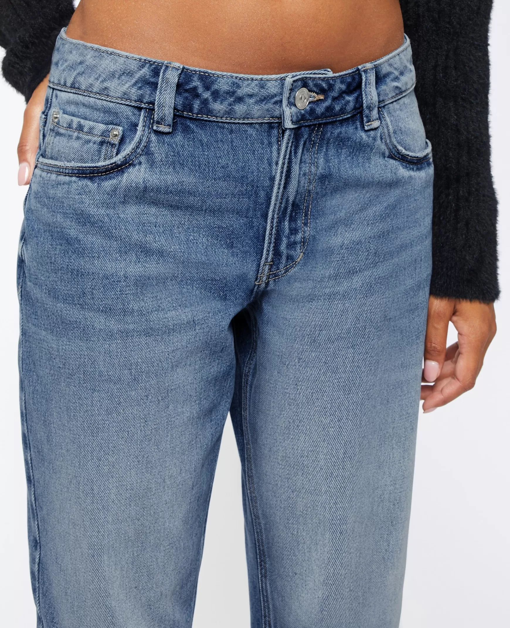 Pimkie Jean droit bas effilochs - Bleu Cheap