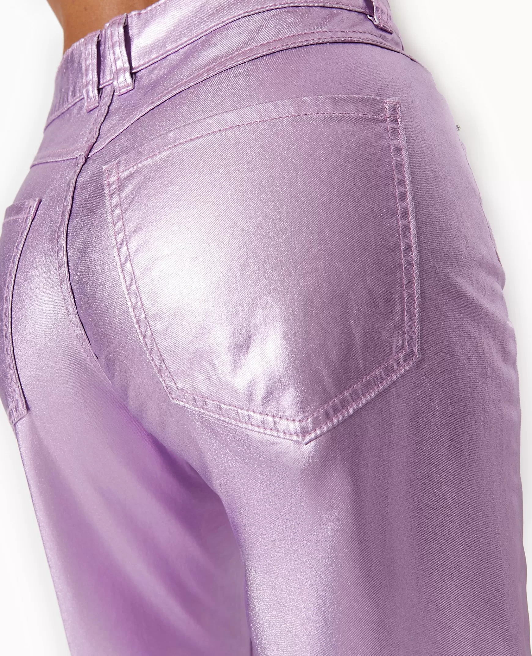 Pimkie Jean droit rose mtallis taille haute - Rose fluo Rosefluo Sale