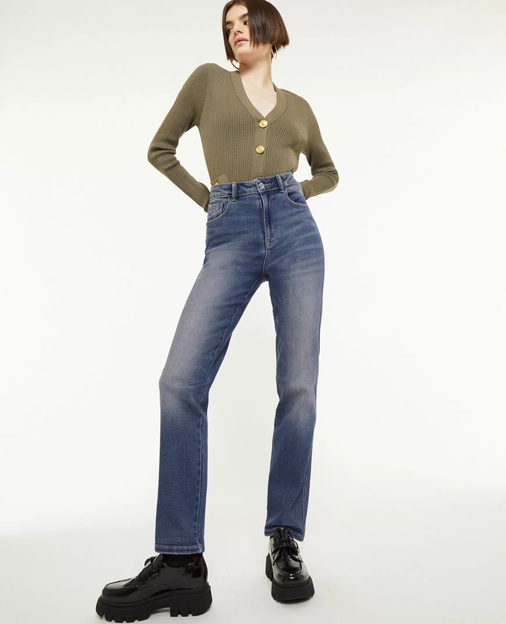 Pimkie Jean droit stretch - Bleu fonc Bleufonc Shop