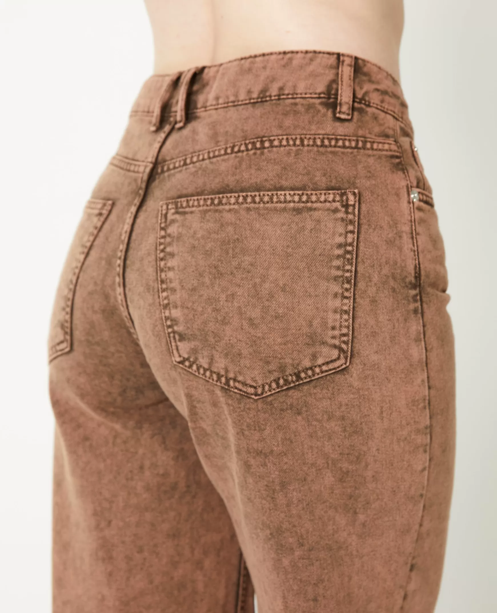 Pimkie Jean droit taille basse effet dlav - Marron Cheap