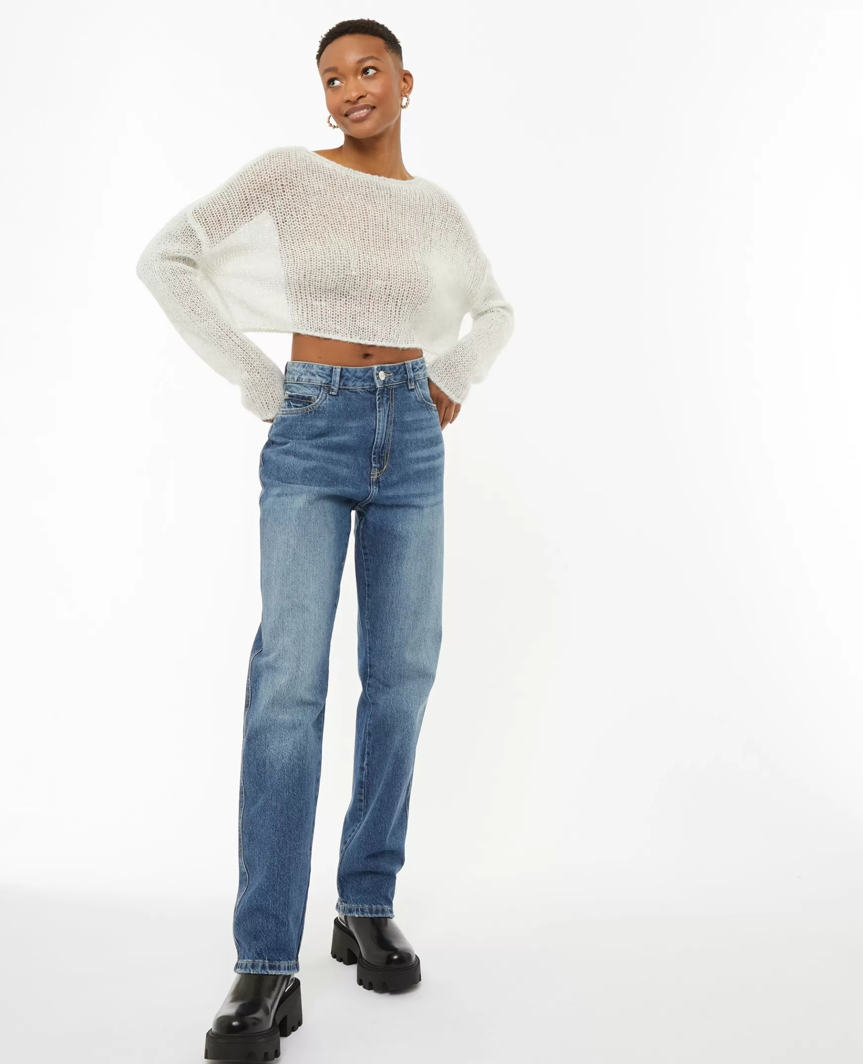 Pimkie Jean droit taille haute - Bleu Store