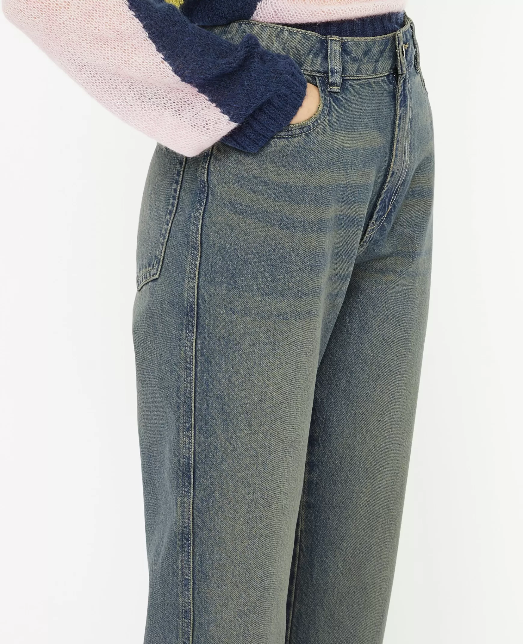 Pimkie Jean droit taille haute - Vert kaki Vertkaki Shop