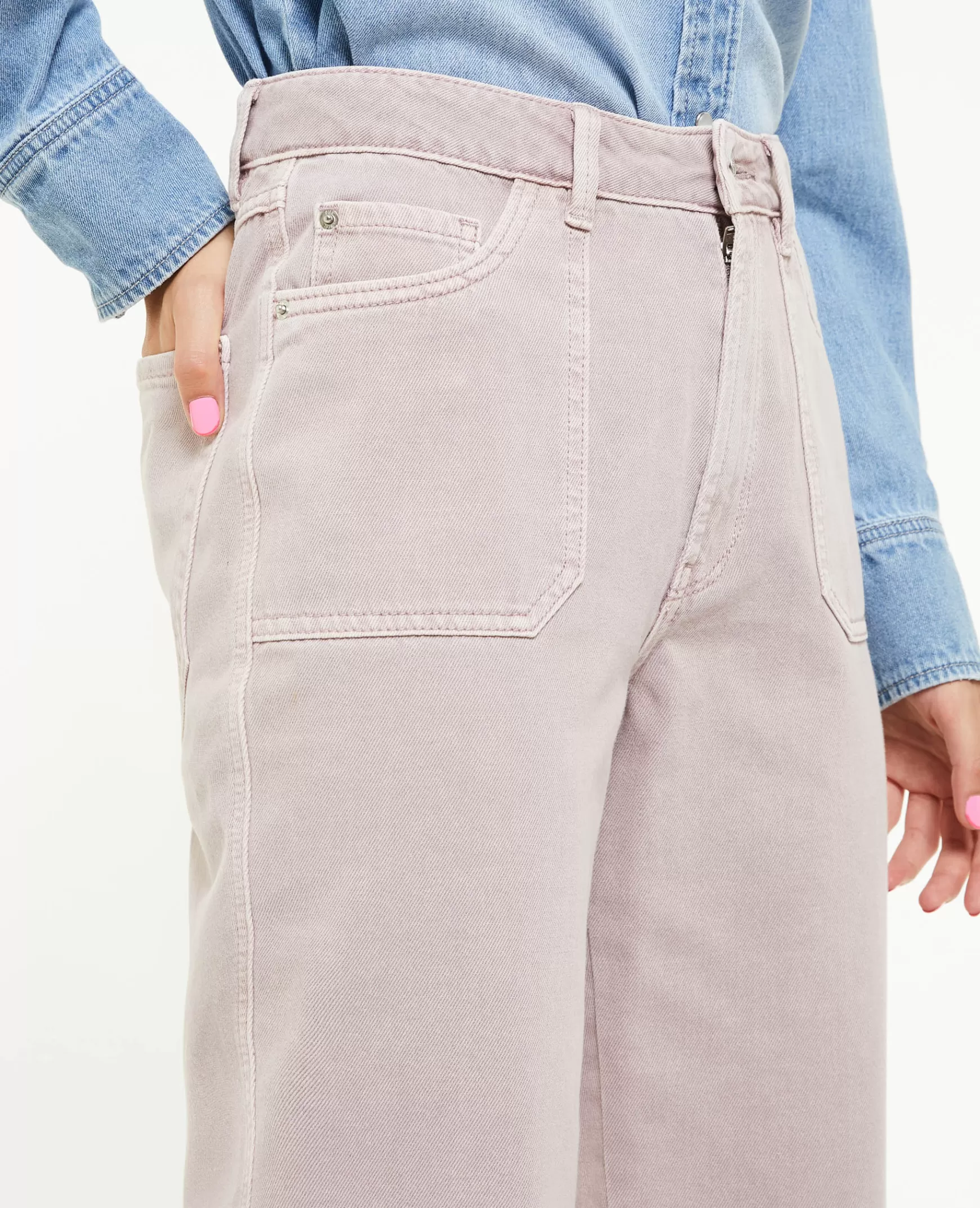 Pimkie Jean droit taille haute poches devant - Lilas Cheap