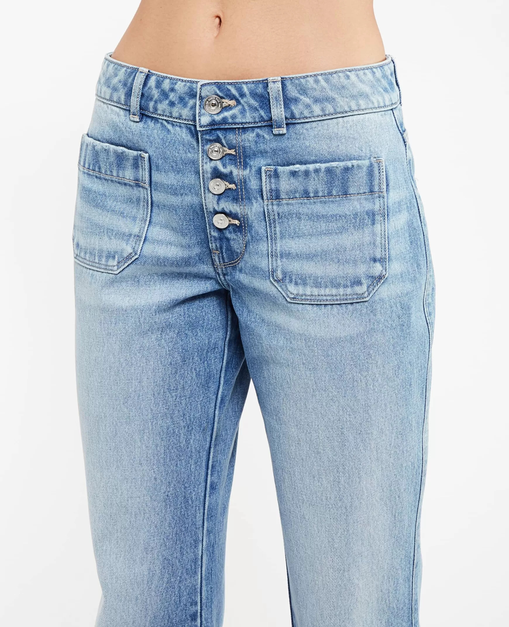 Pimkie Jean flare avec boutons apparents - Bleu Online