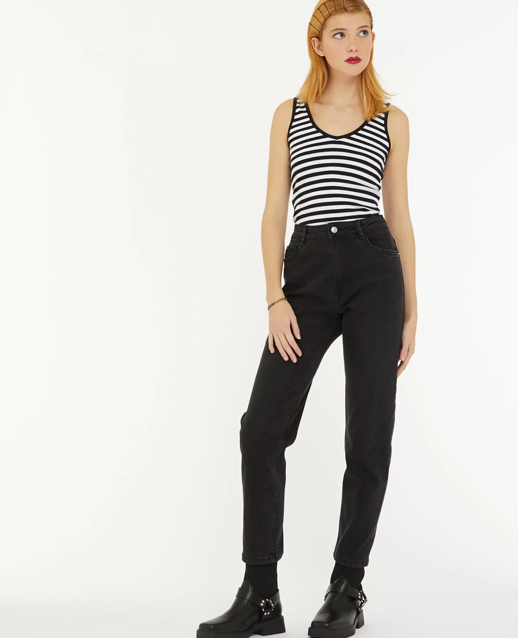 Pimkie Jean mom stretch taille haute - Noir Outlet