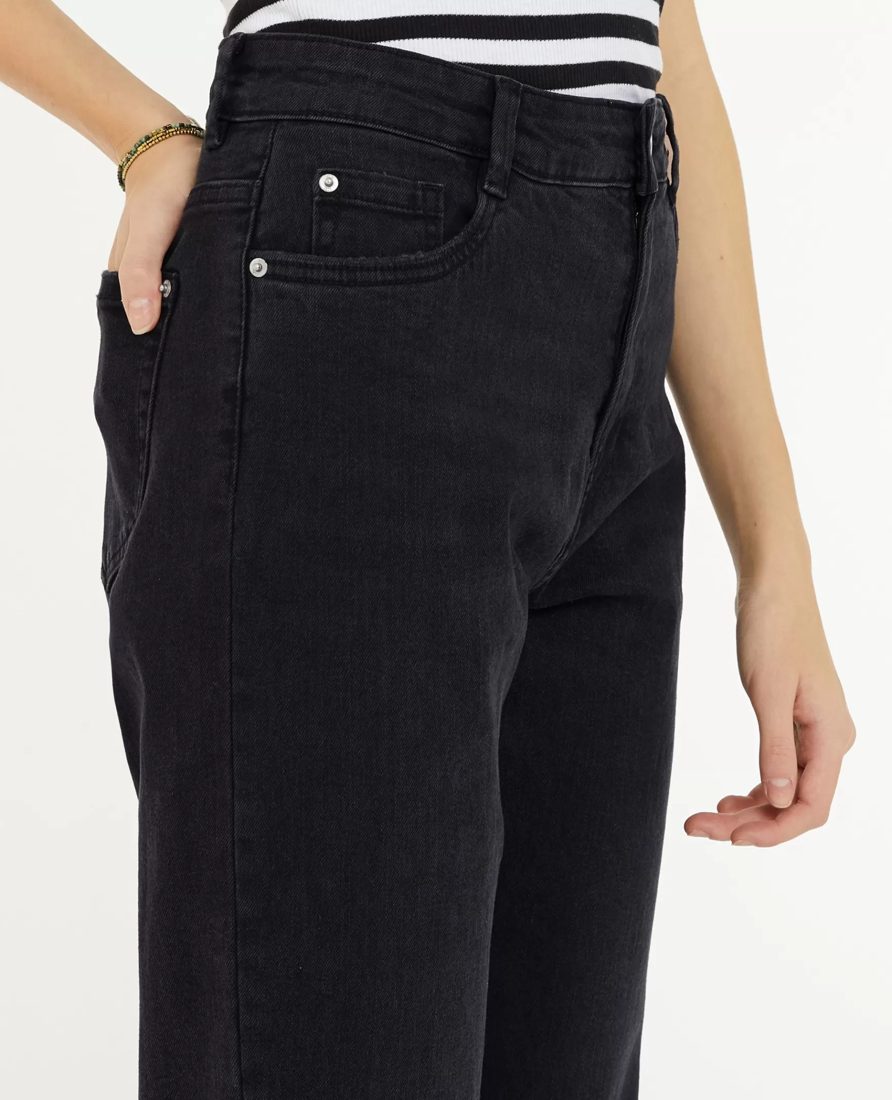 Pimkie Jean mom stretch taille haute - Noir Outlet