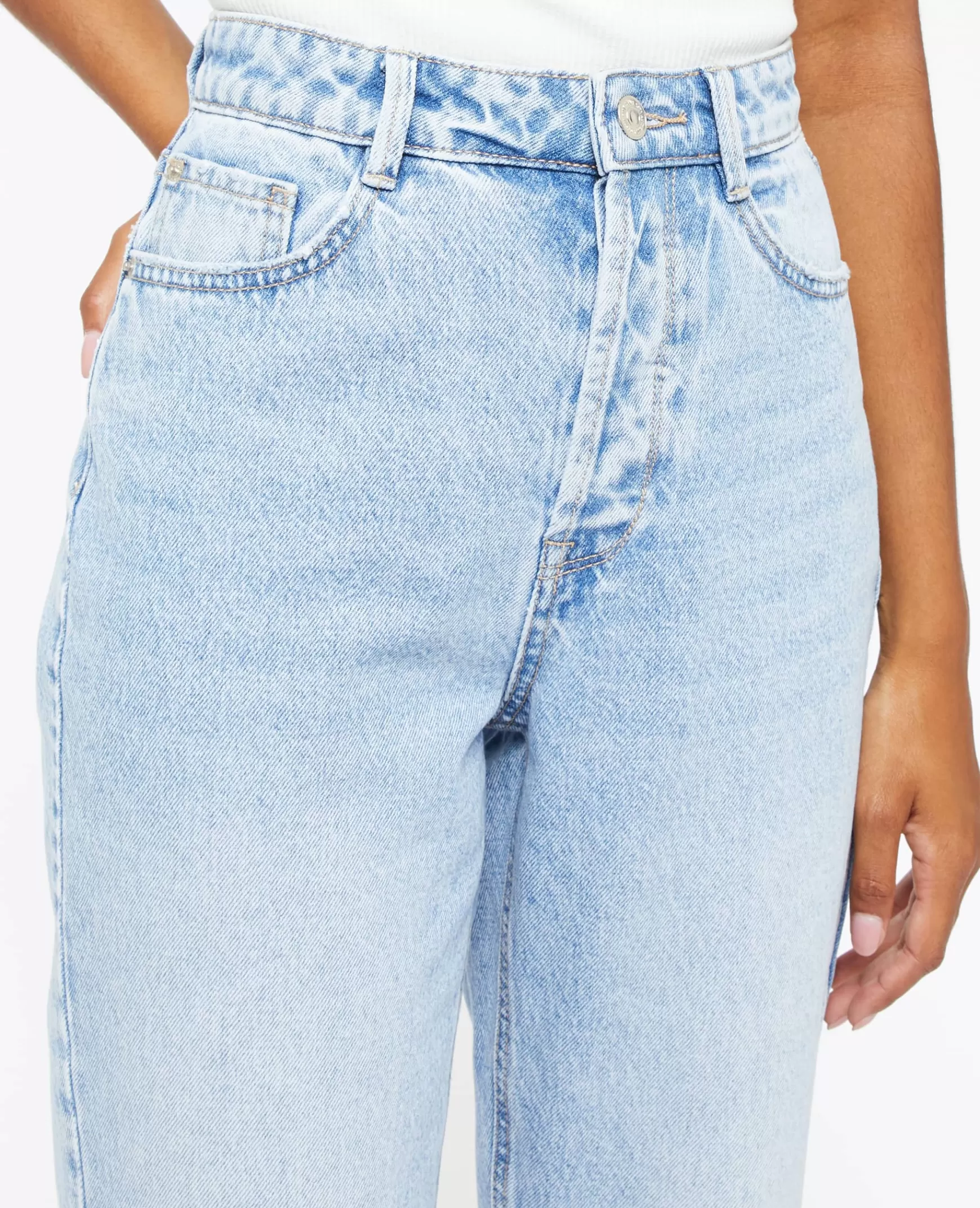 Pimkie Jean mom taille haute trash - Bleu Cheap