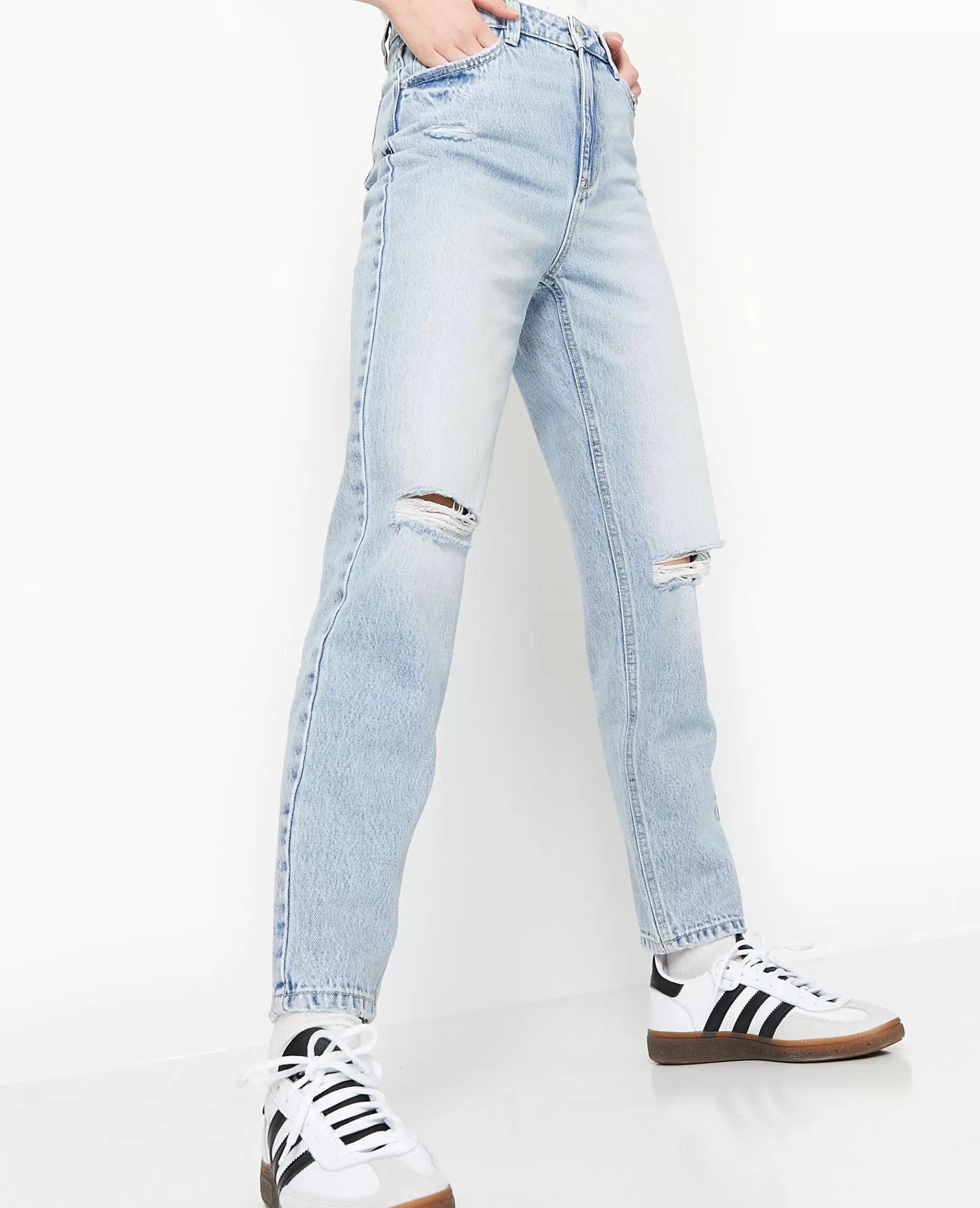 Pimkie Jean mom taille haute trash - Bleu clair Bleuclair New