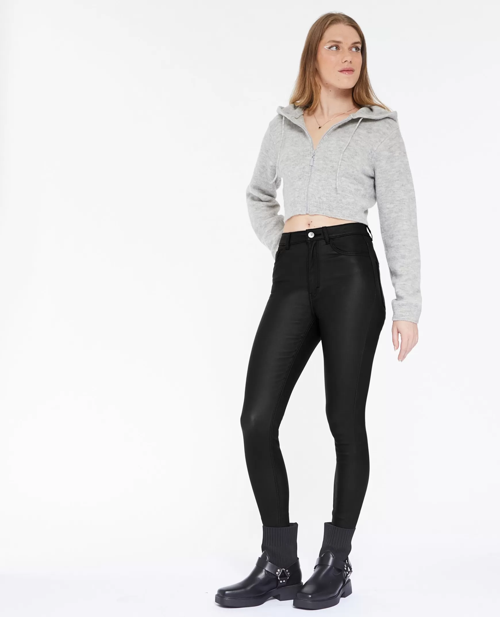 Pimkie Jean skinny enduit effet cuir - Noir Flash Sale