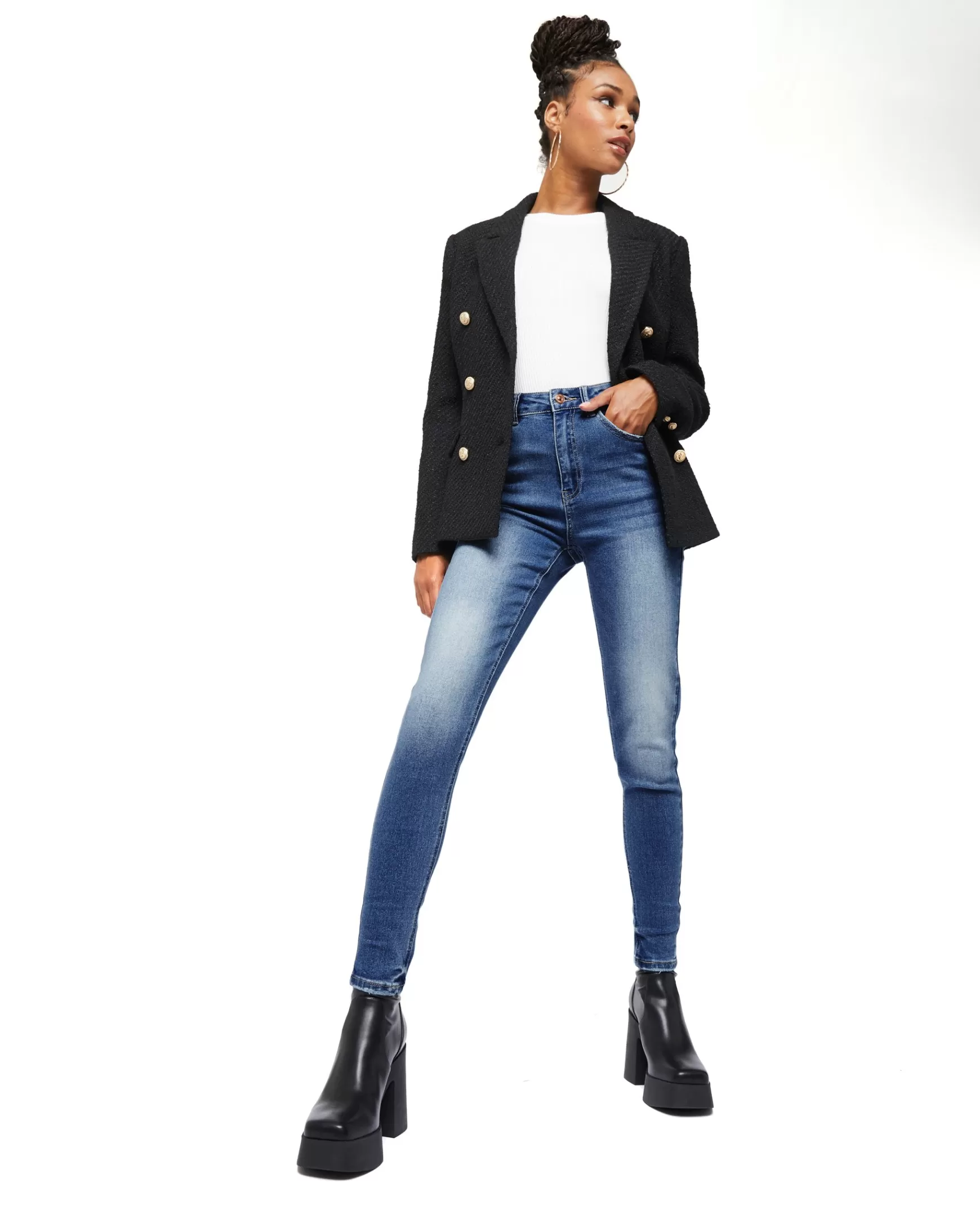 Pimkie Jean skinny taille haute - Bleu Best