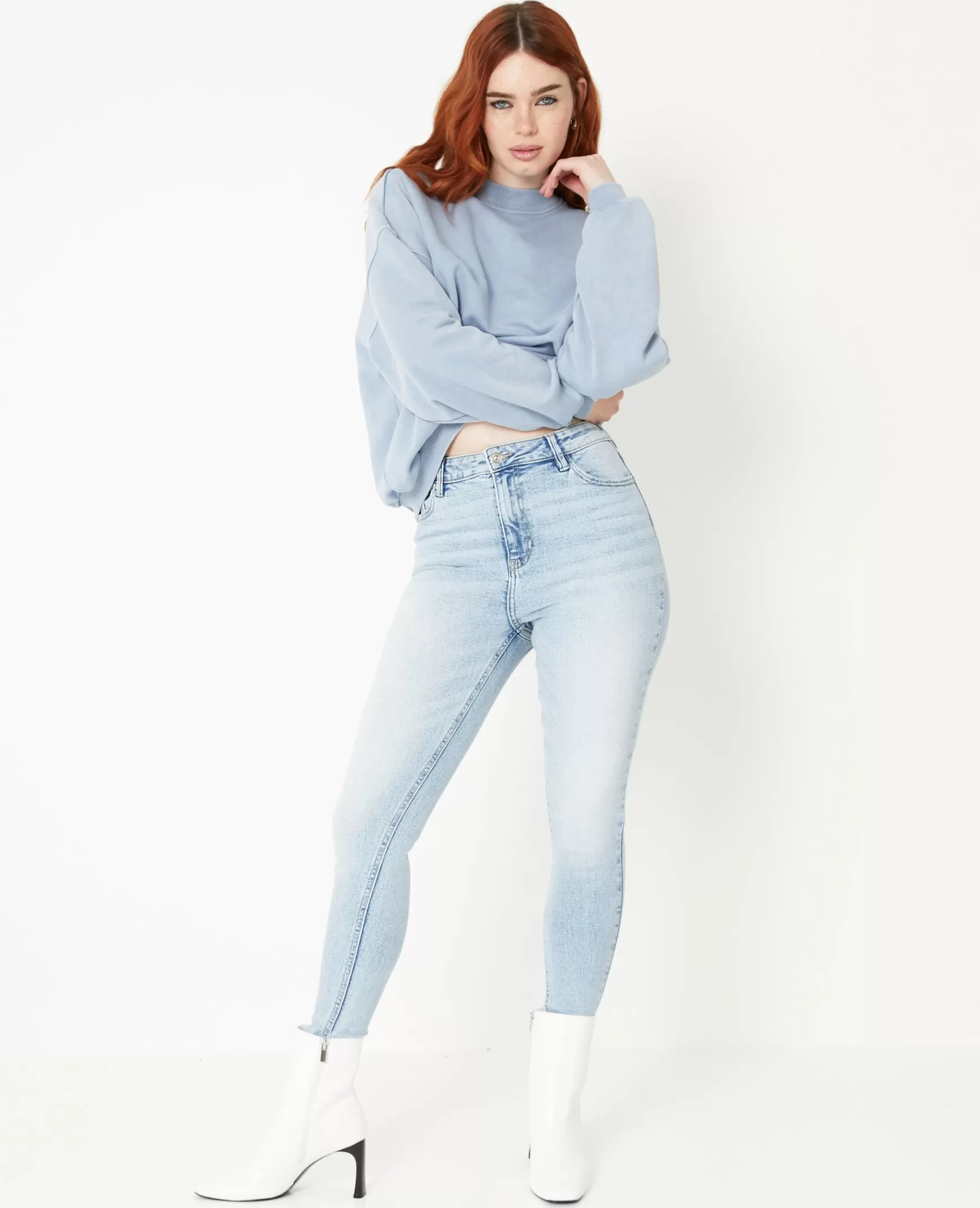 Pimkie Jean skinny taille haute - Bleu clair Bleuclair Discount