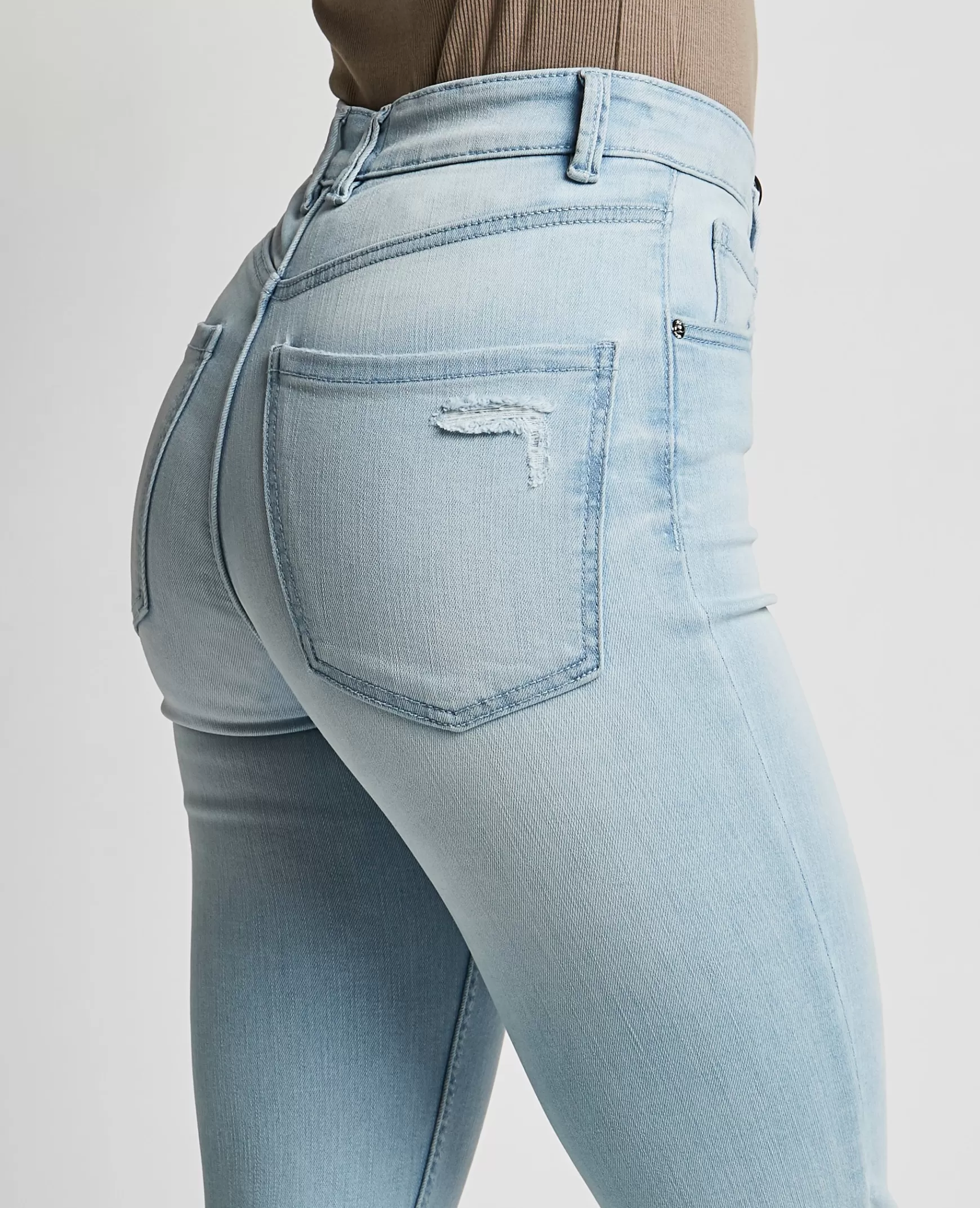 Pimkie Jean skinny taille haute trash - Bleu clair Bleuclair Online