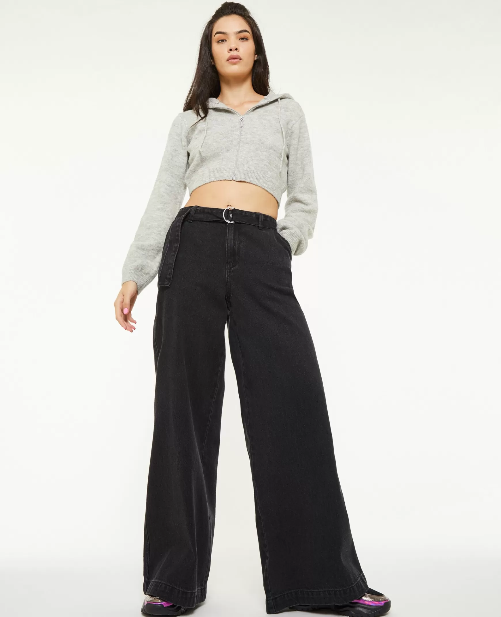 Pimkie Jean wide extra large avec ceinture - Noir Best