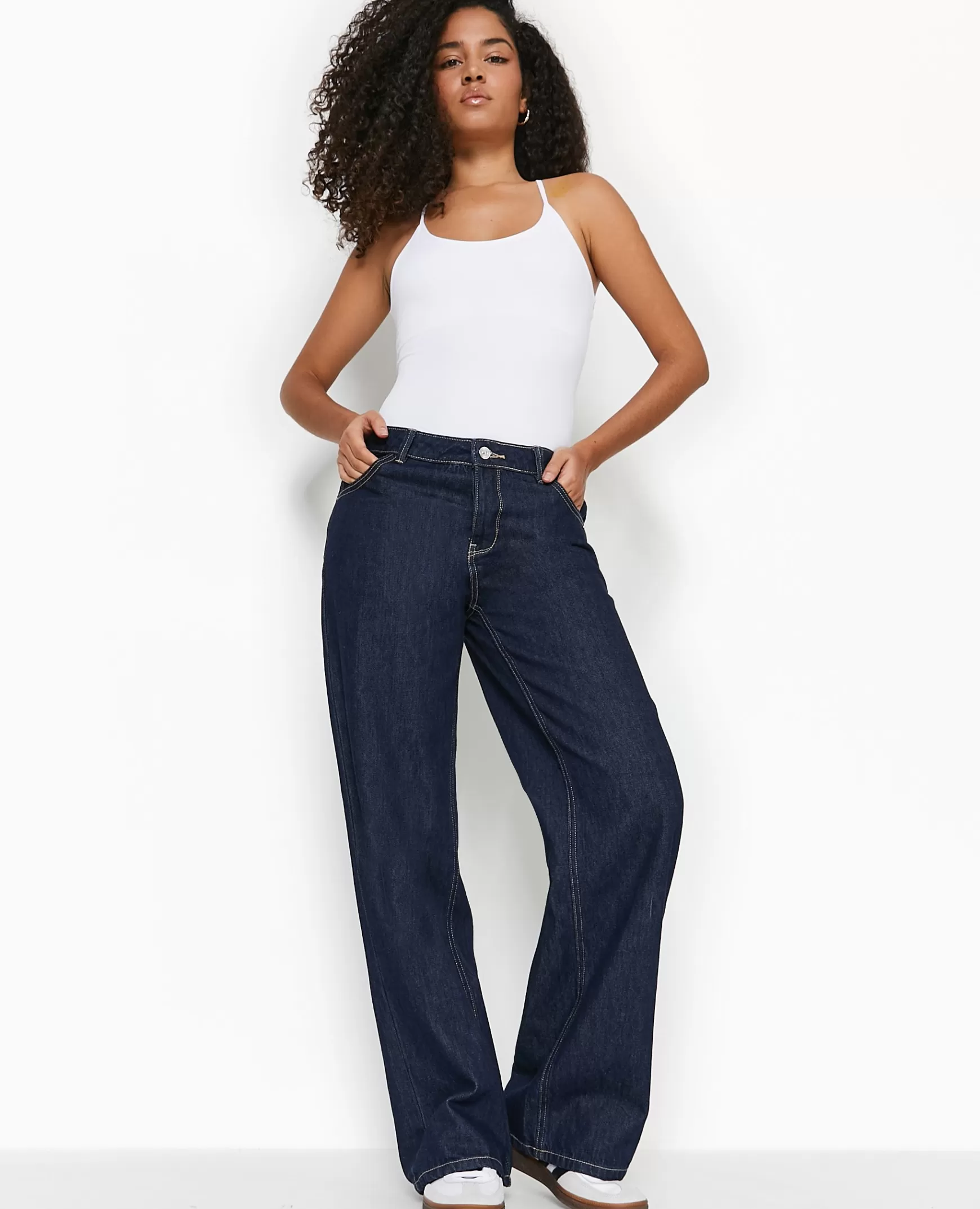 Pimkie Jean wide taille basse - Bleu Cheap