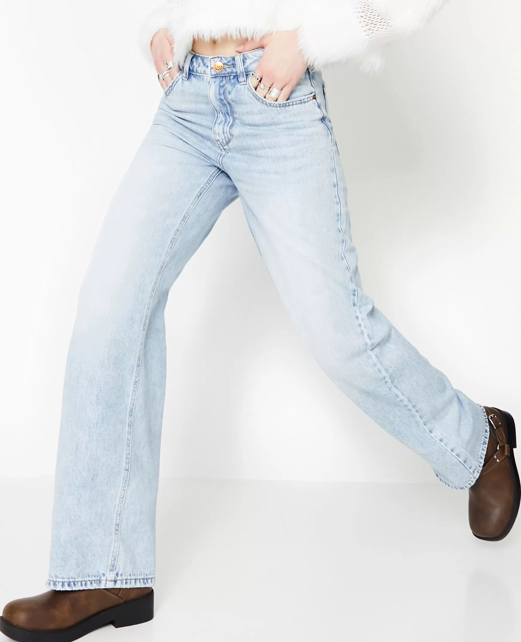 Pimkie Jean wide taille haute - Bleu clair Bleuclair Hot