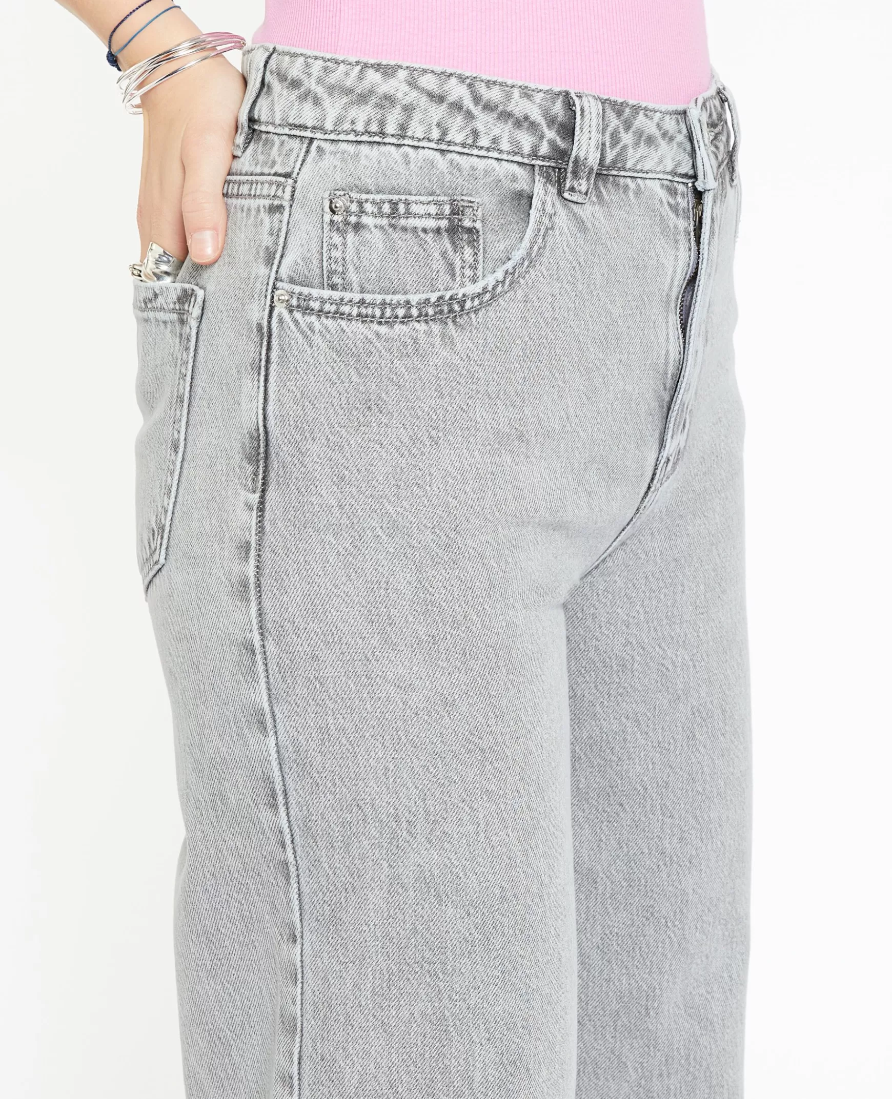 Pimkie Jean wide taille haute - Gris clair Grisclair Best