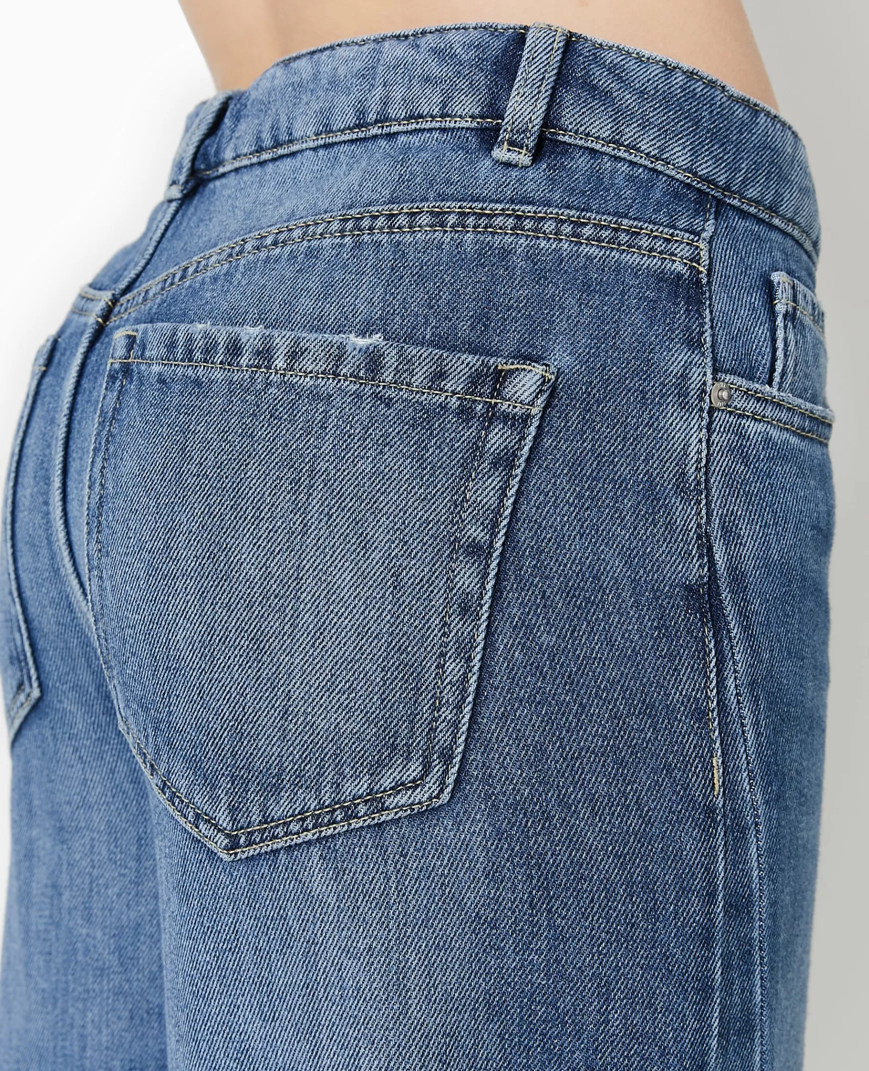 Pimkie Jean wide ultra large taille basse - Bleu Discount