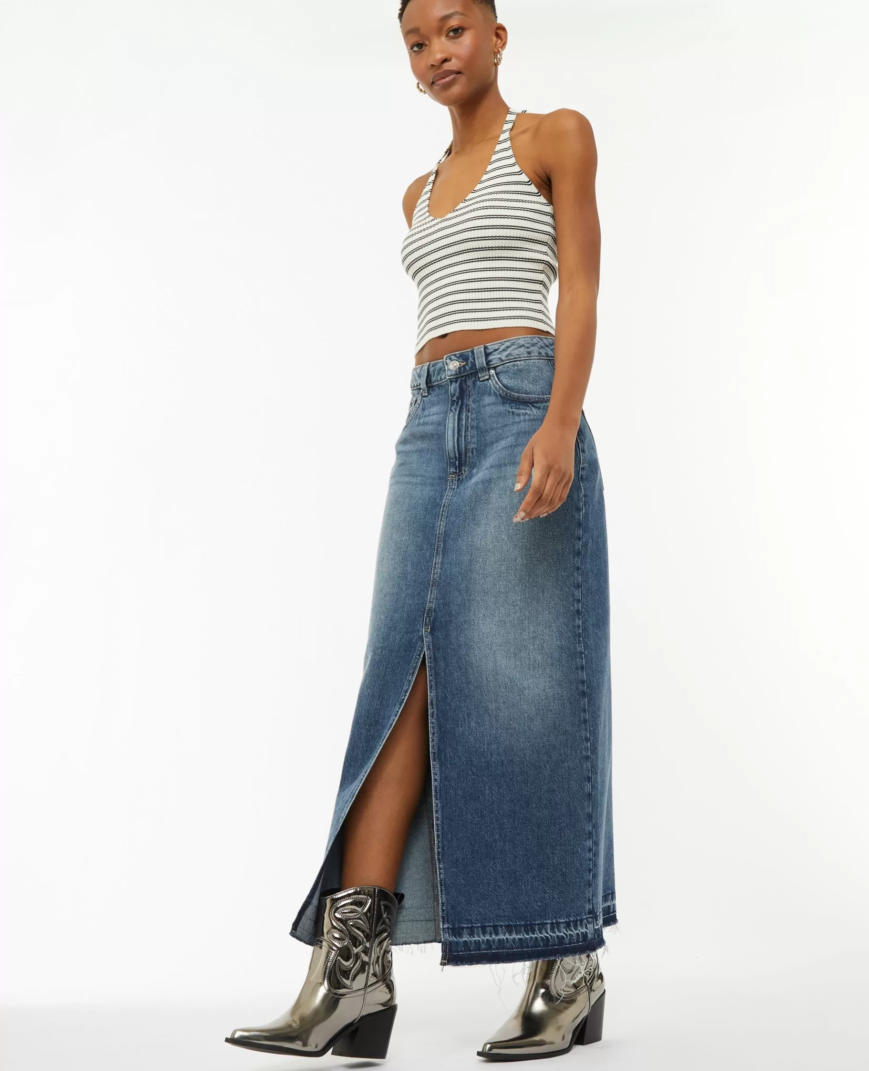 Pimkie Jupe longue en jean - Bleu Online