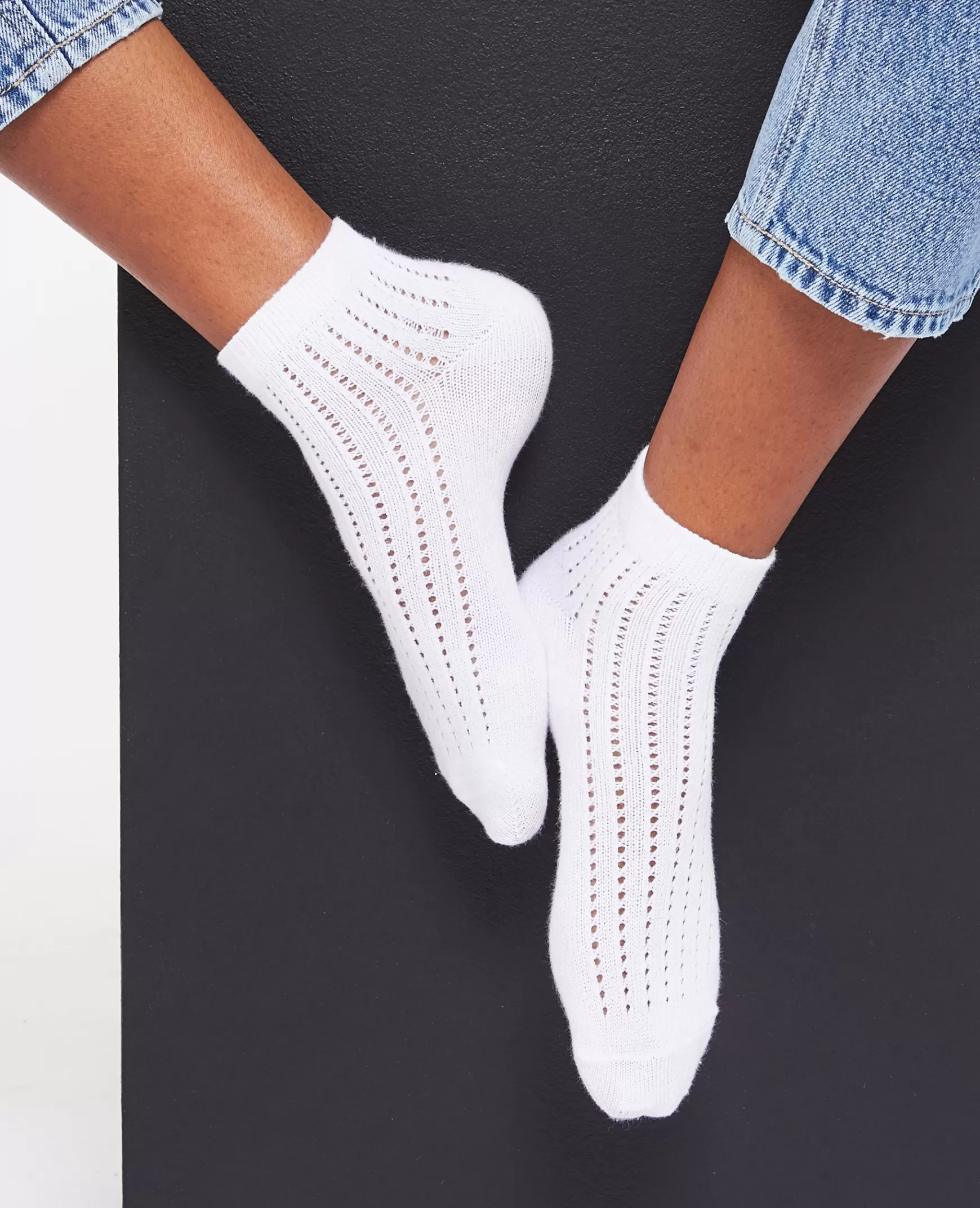 Pimkie Paire de chaussettes en maille ajoure - Blanc Store