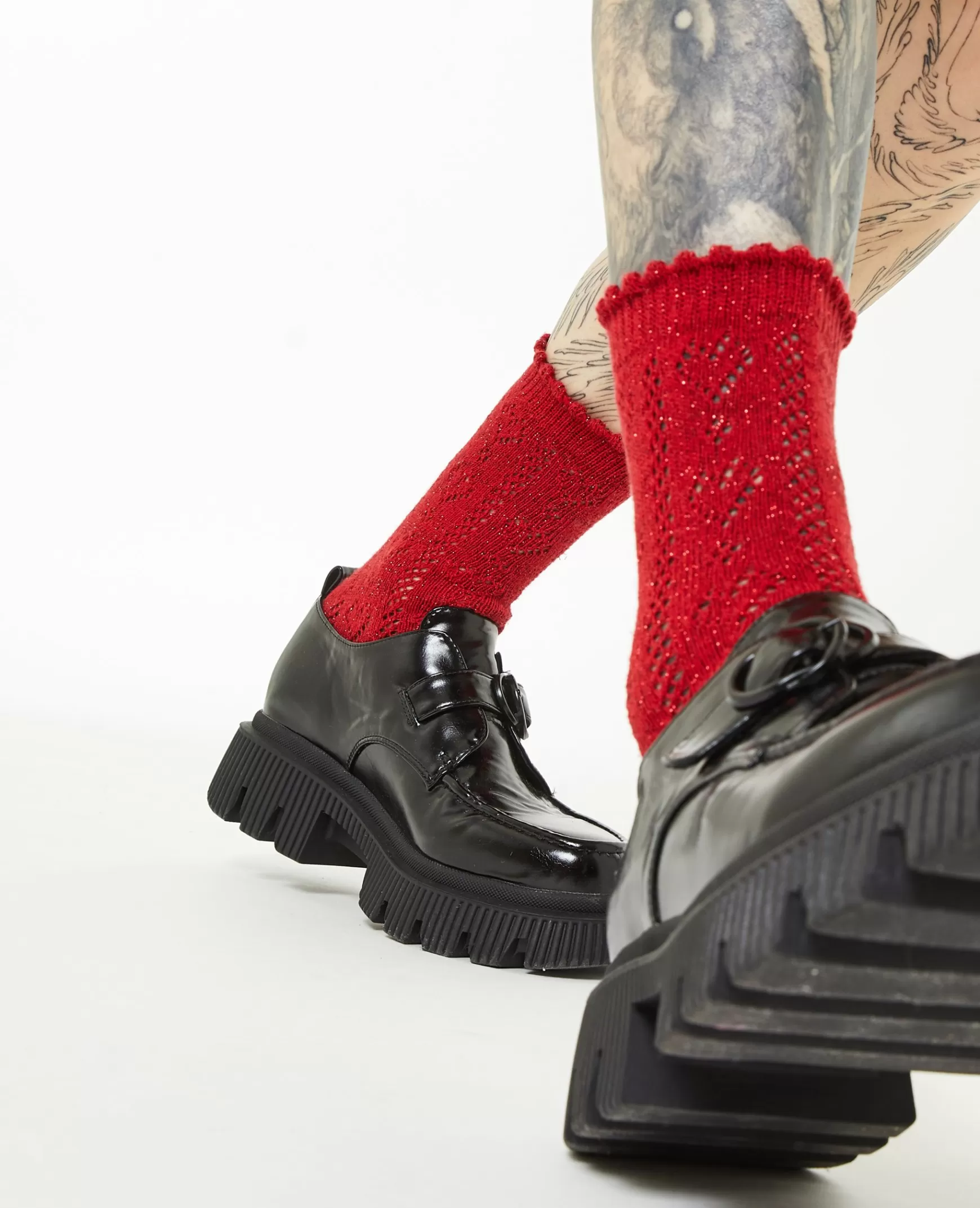 Pimkie Paire de chaussettes en maille ajoure avec lurex - Rouge Best Sale