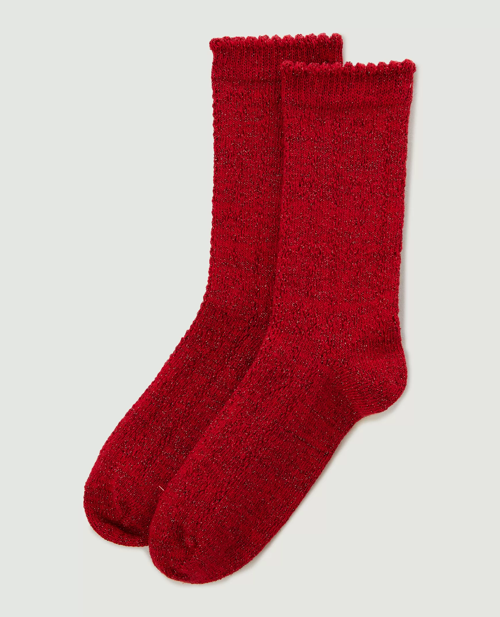 Pimkie Paire de chaussettes en maille ajoure avec lurex - Rouge Best Sale