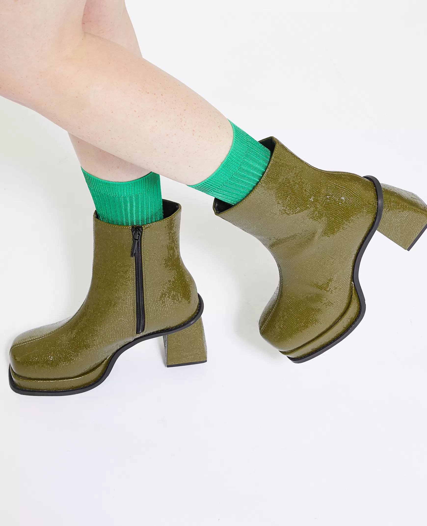 Pimkie Paire de chaussettes en maille brillante - Vert Cheap