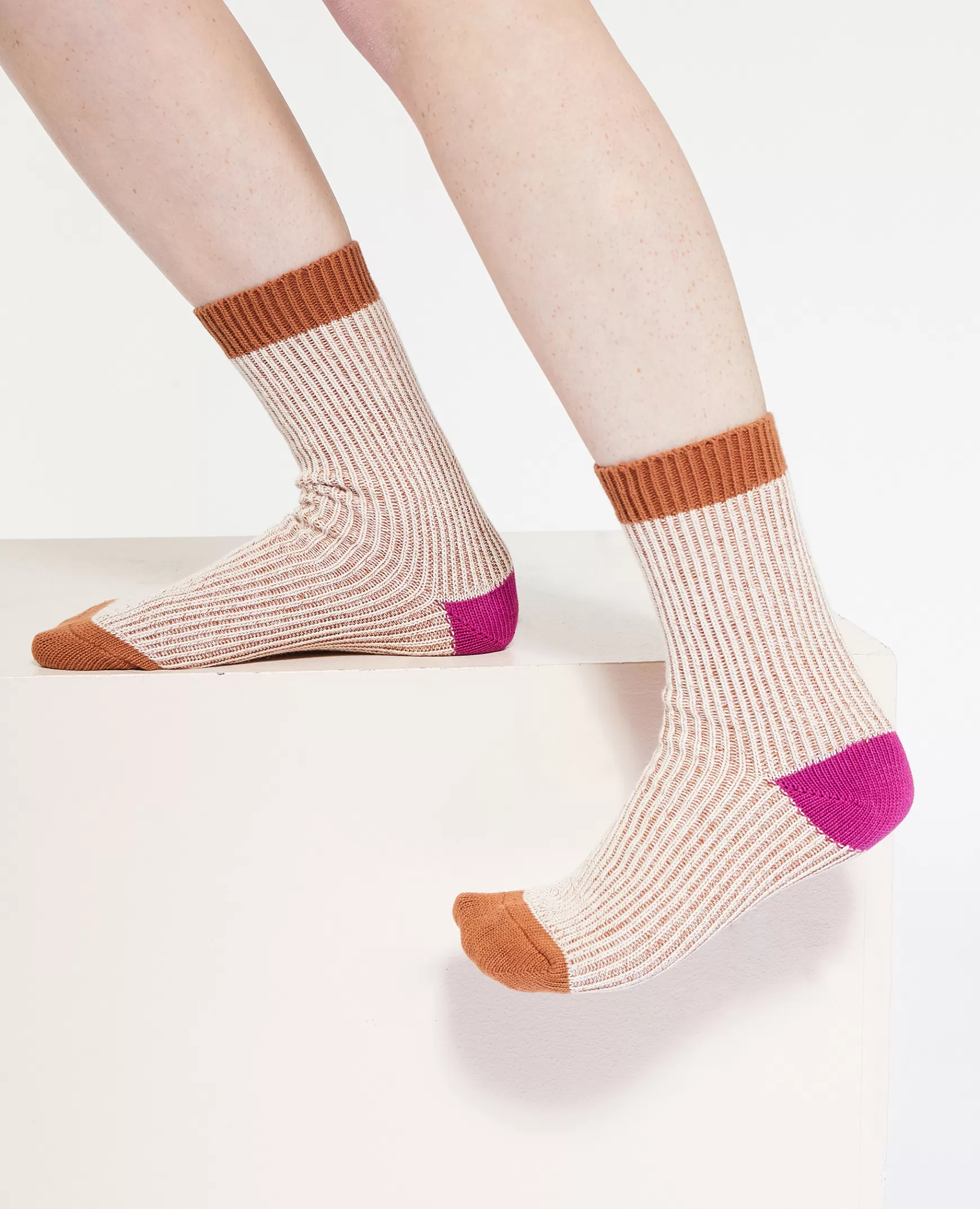 Pimkie Paire de chaussettes en maille mlange - Marron Sale