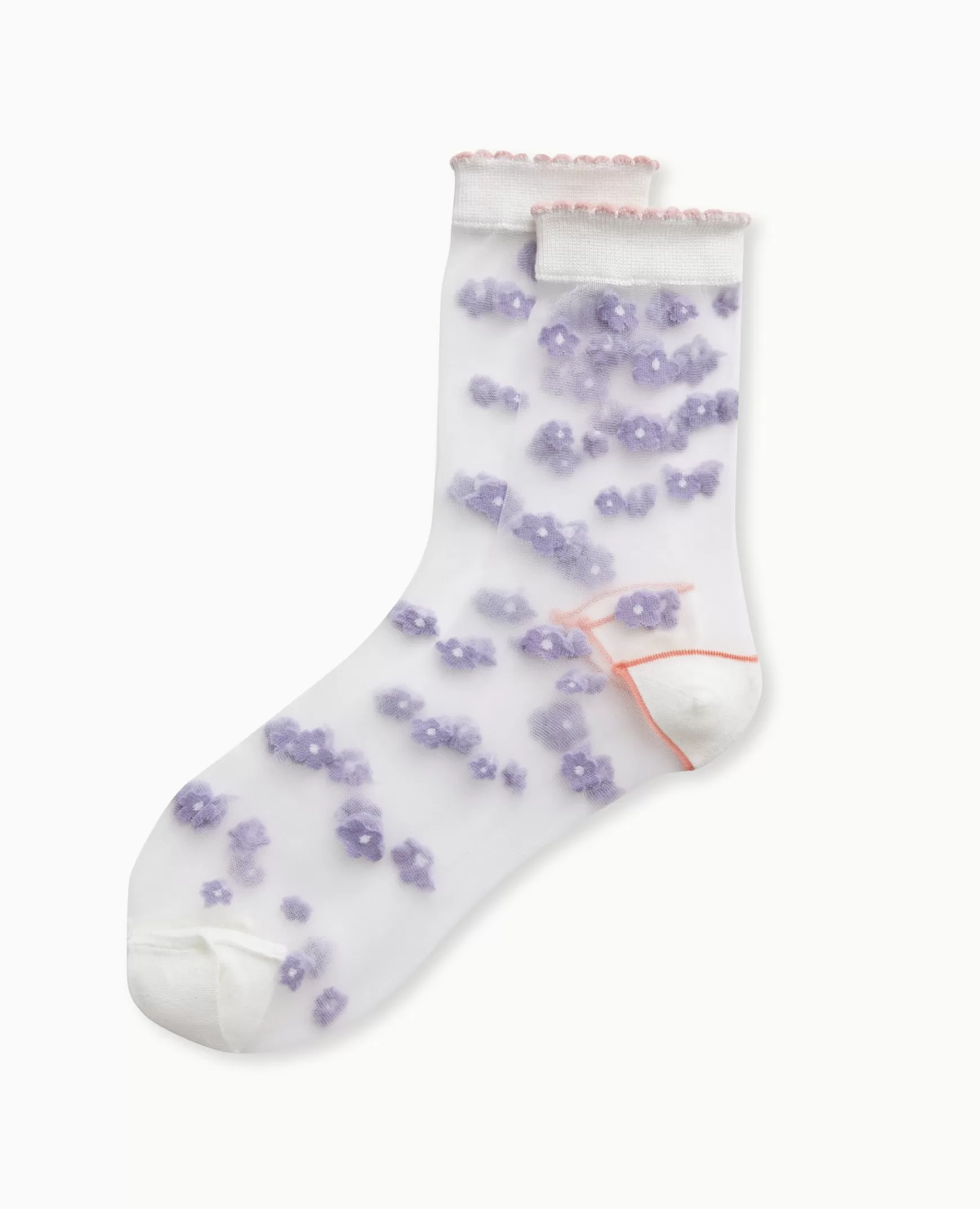 Pimkie Paire de chaussettes transparentes avec fleurs - Lilas Cheap