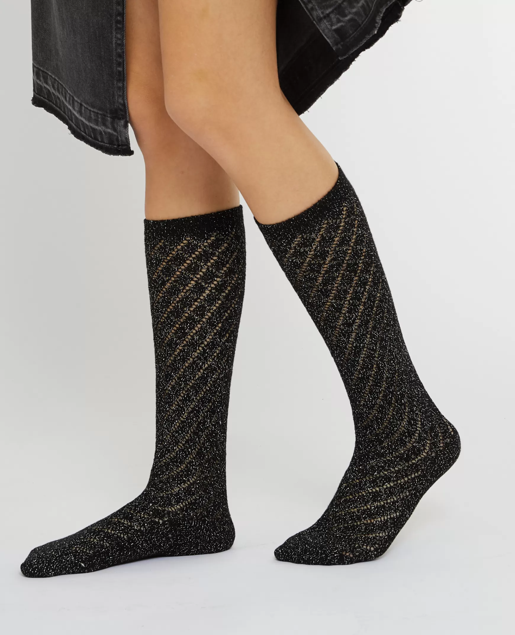 Pimkie Paires de chaussettes hautes avec fils lurex - Noir Fashion