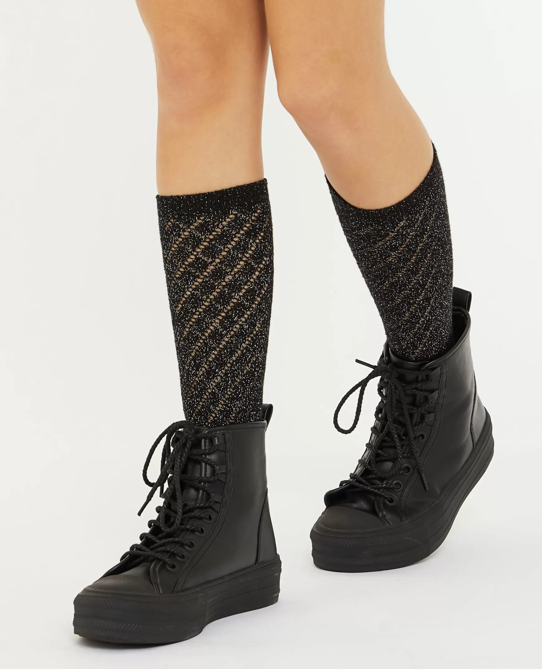 Pimkie Paires de chaussettes hautes avec fils lurex - Noir Fashion