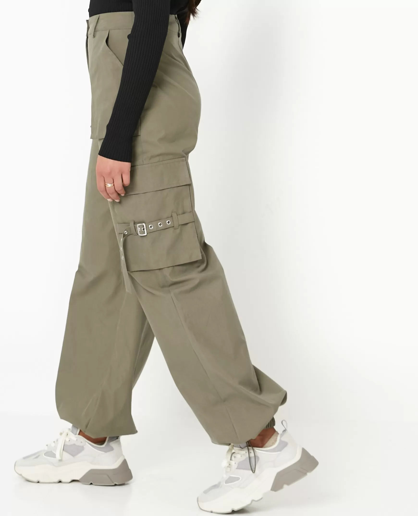 Pimkie Pantalon cargo avec poches et sangles - Vert kaki Vertkaki Shop