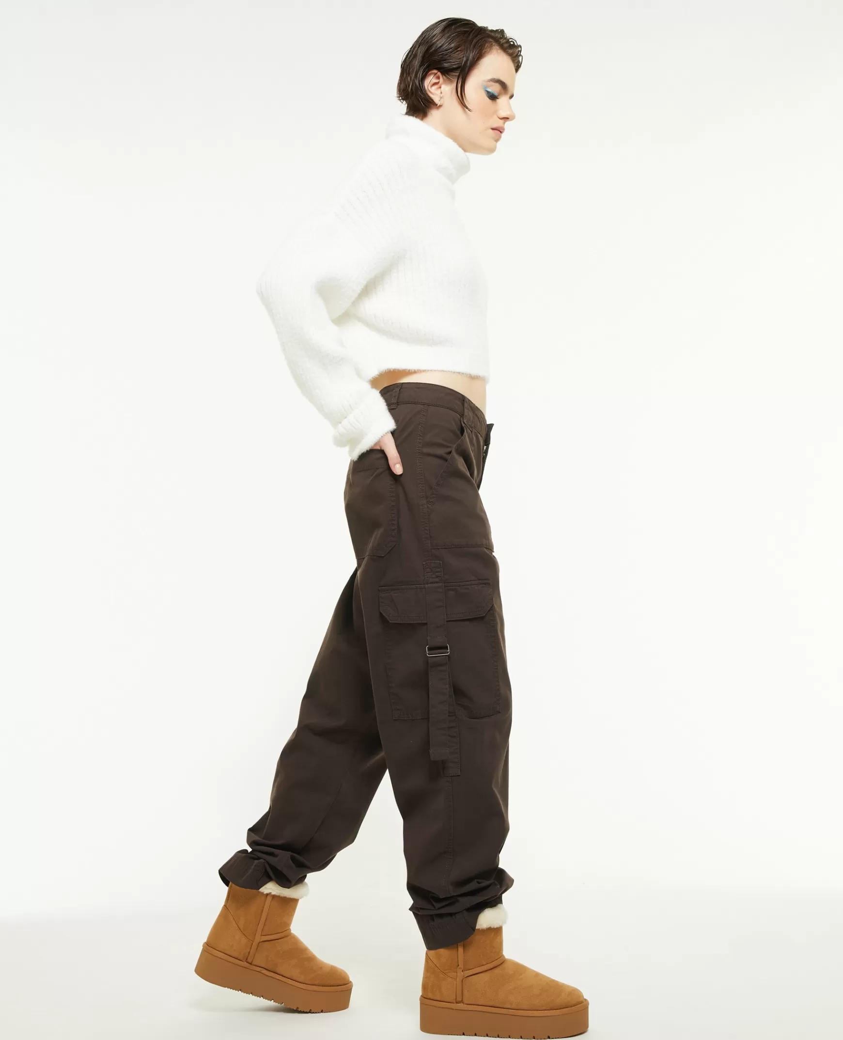 Pimkie Pantalon cargo avec sangles - Marron Sale