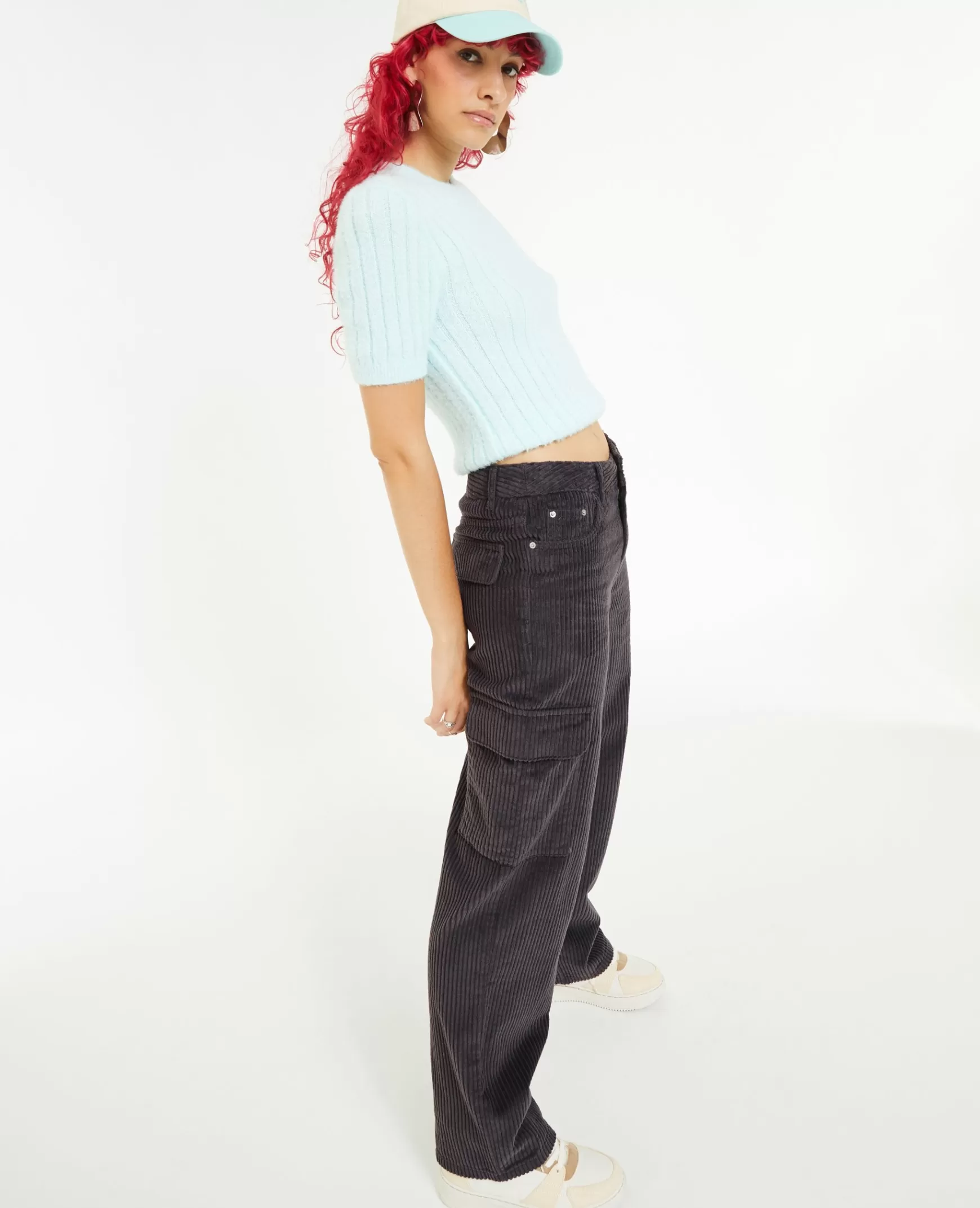 Pimkie Pantalon cargo en velours grosses côtes - Gris fonc Grisfonc Best Sale