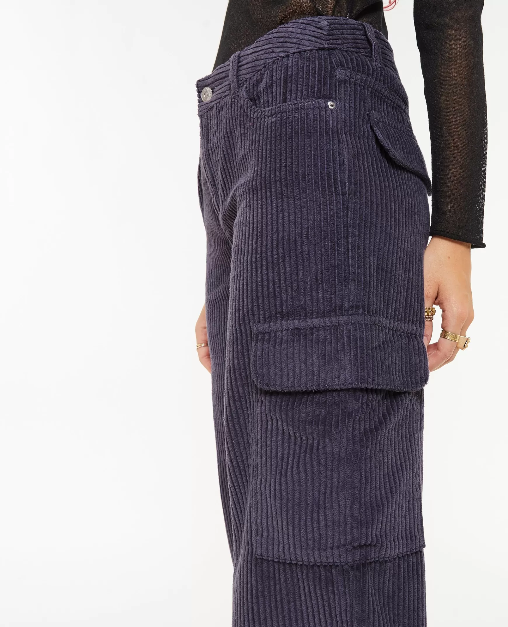 Pimkie Pantalon cargo en velours grosses côtes - Lilas Store