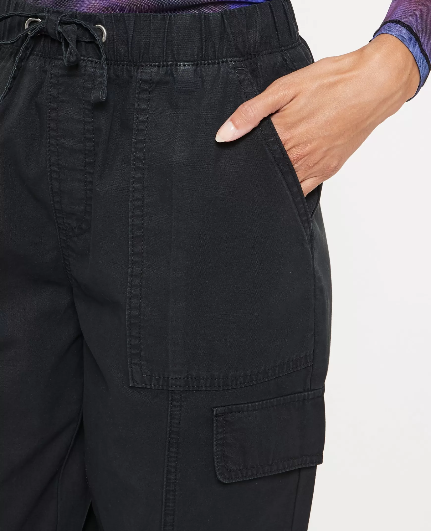 Pimkie Pantalon cargo taille et bas lastiqus - Noir Cheap