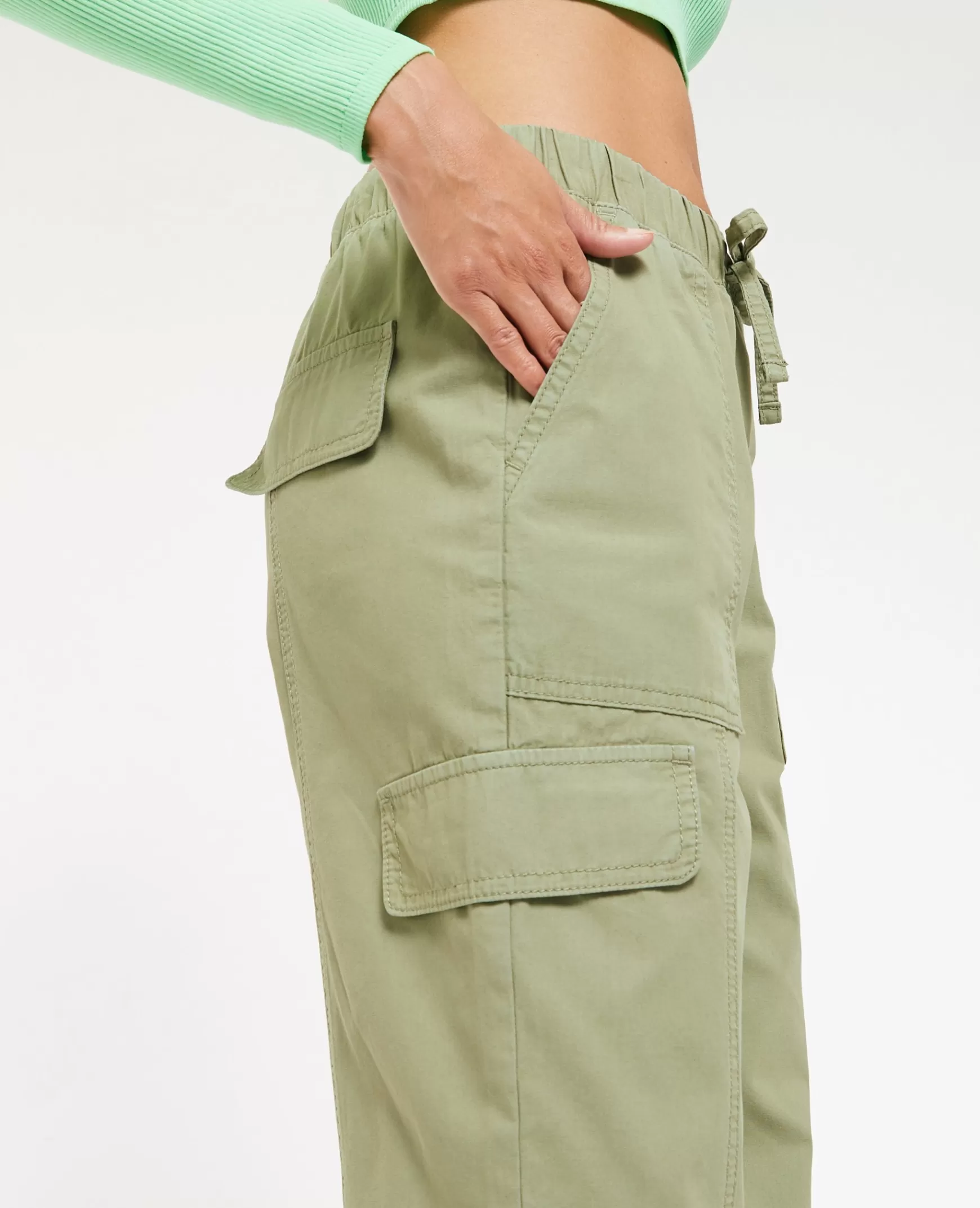 Pimkie Pantalon cargo taille et bas lastiqus - Vert de gris Vertdegris Shop