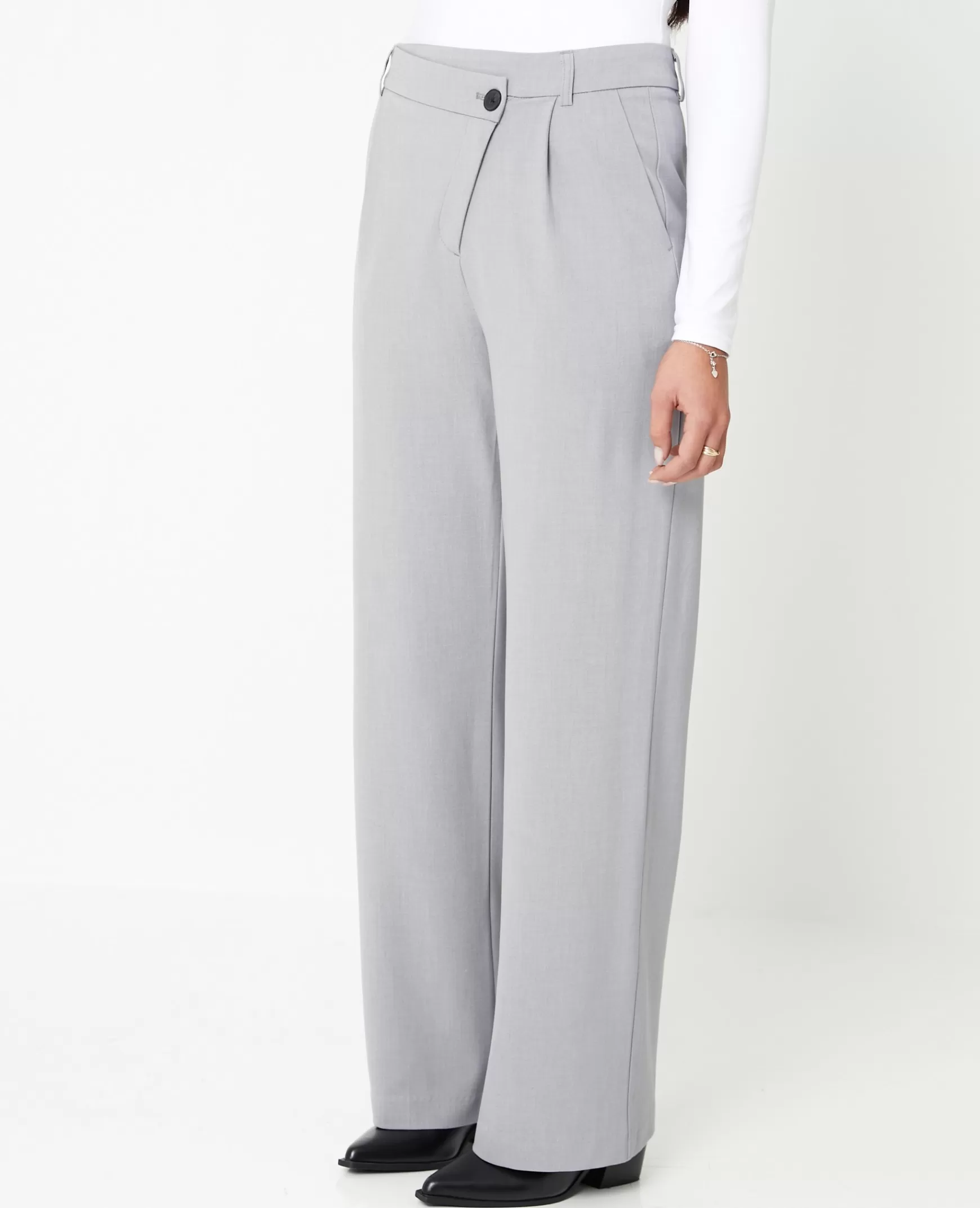 Pimkie Pantalon city droit avec fermeture en biais - Gris Cheap