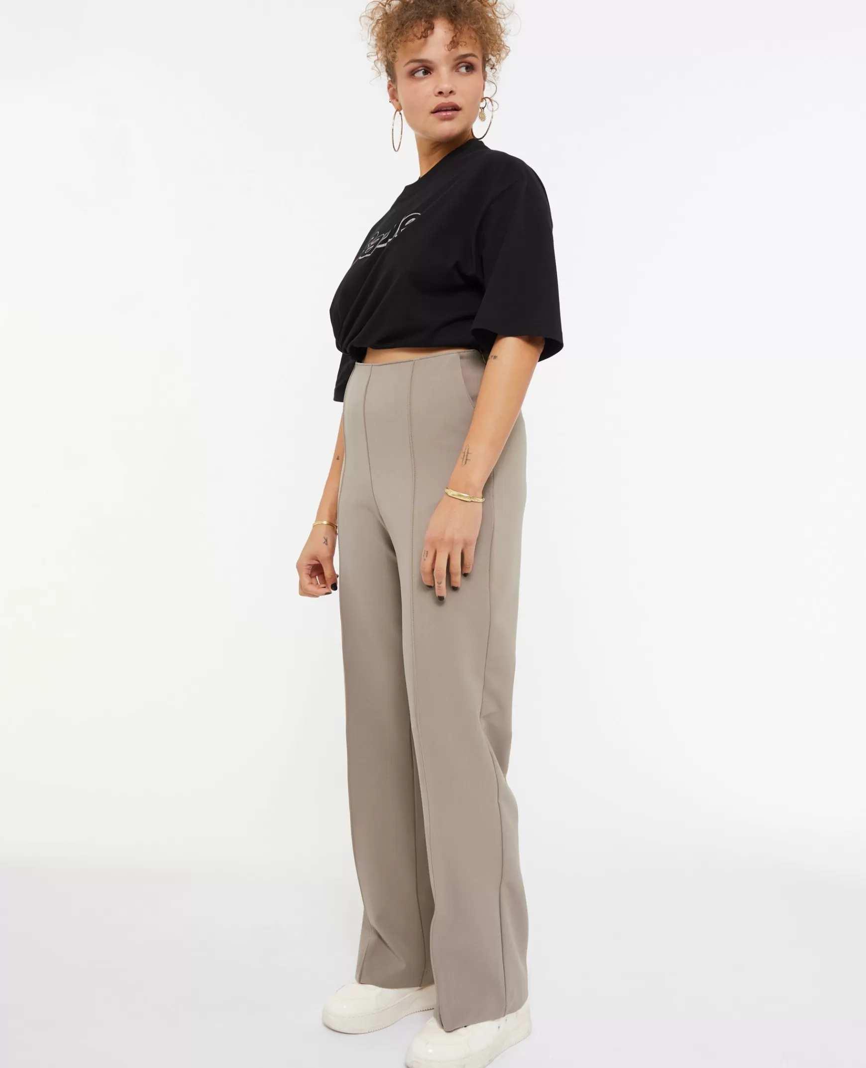 Pimkie Pantalon droit avec coutures pinces - Beige Clearance